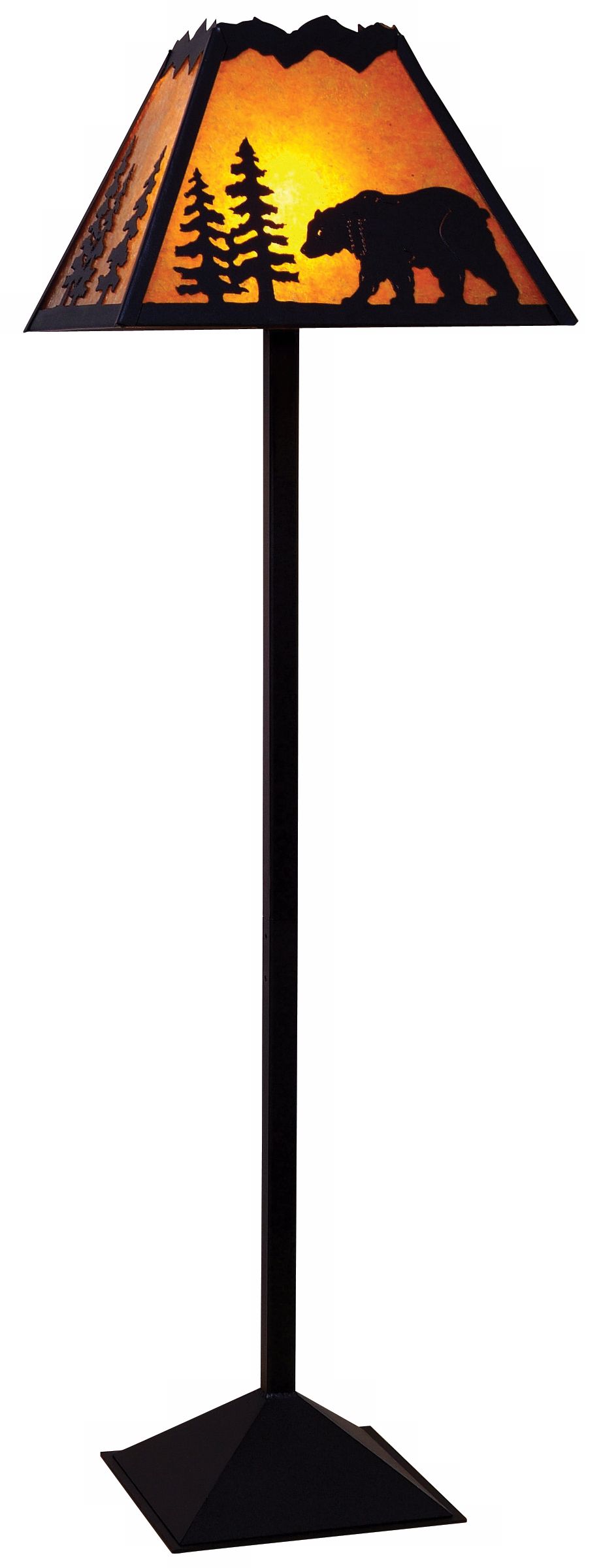 Mountain with Bear Mica Shade Floor Lamp