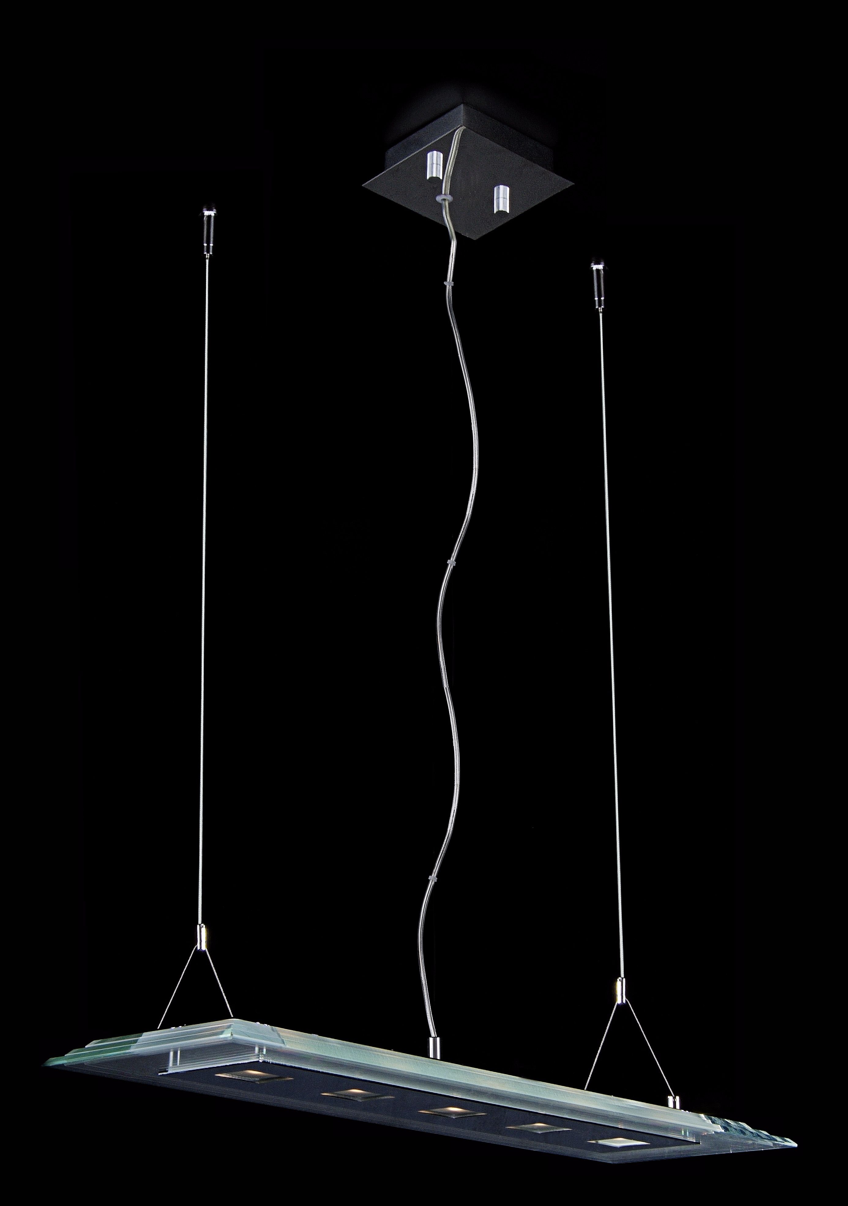 Flat Rectangular Chrome Xenon Pendant Light