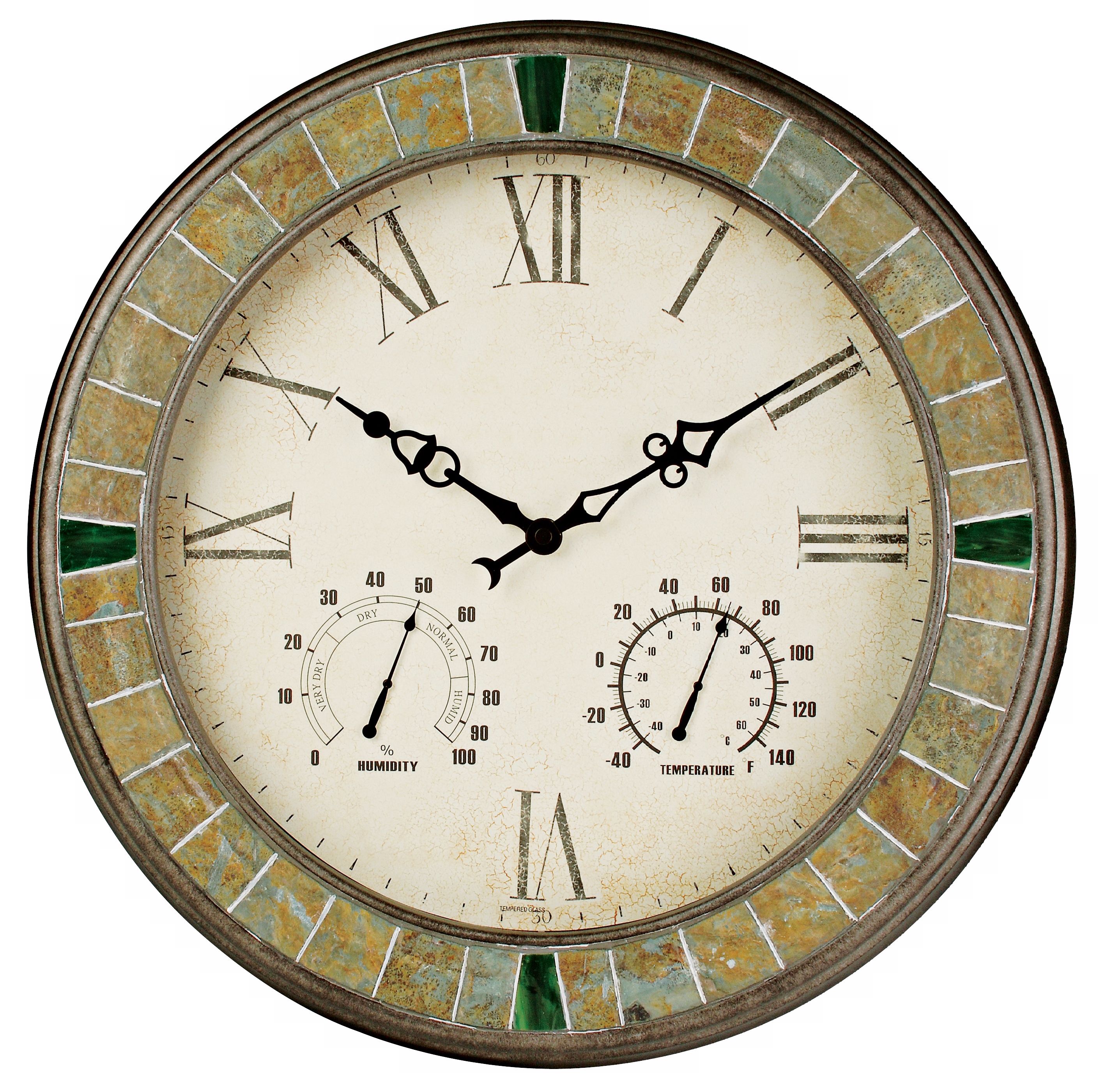 Slate and Key Stone Weather Gauges Wall Clock