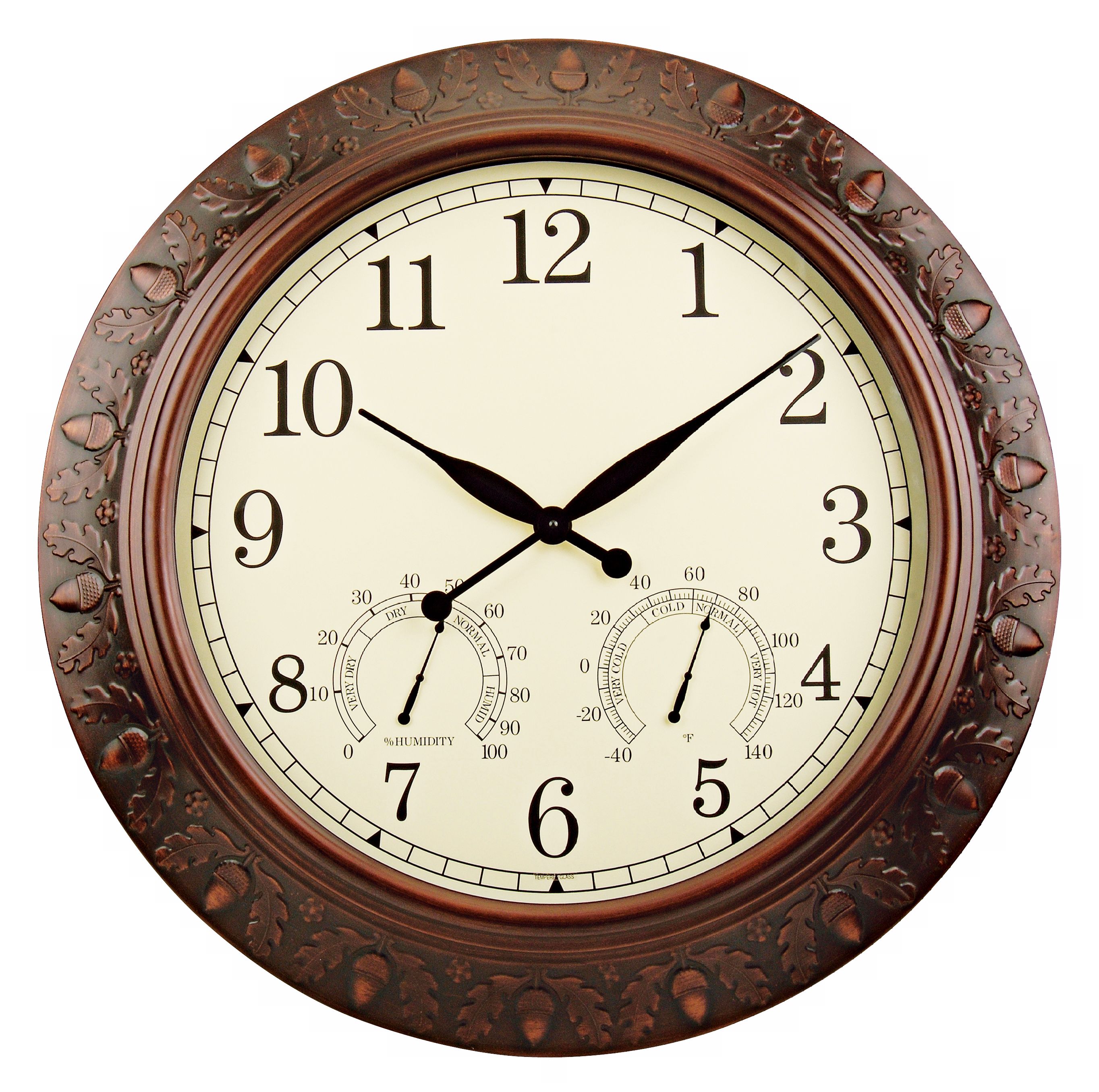 Acorn Design Bronze Finish Weather Gauges Wall Clock