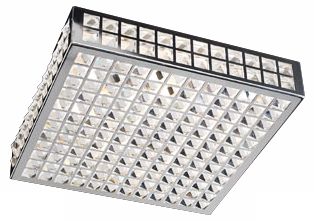 Deco Crystal and Chrome 16" Wide Ceiling Light Fixture