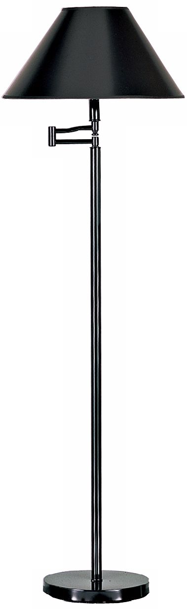 Black Finish with Black Shade Swing Arm Floor Lamp