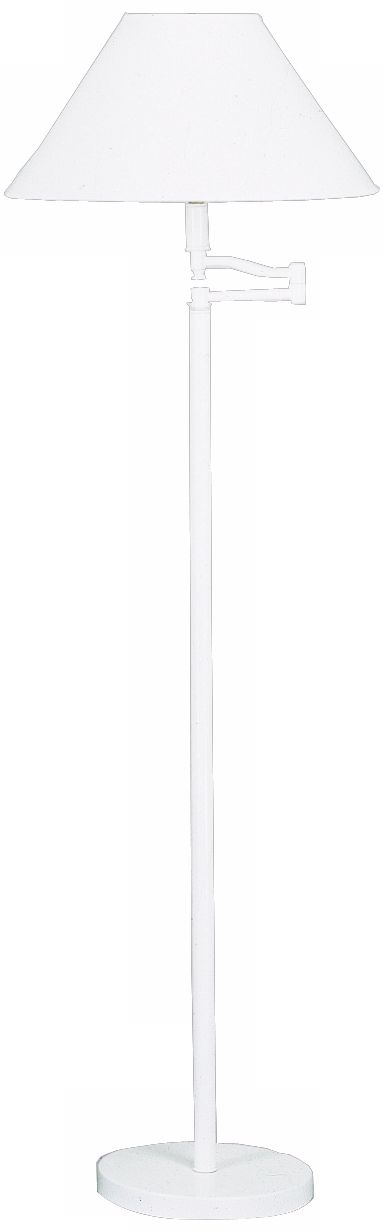 White Finish with White Shade Swing Arm Floor Lamp
