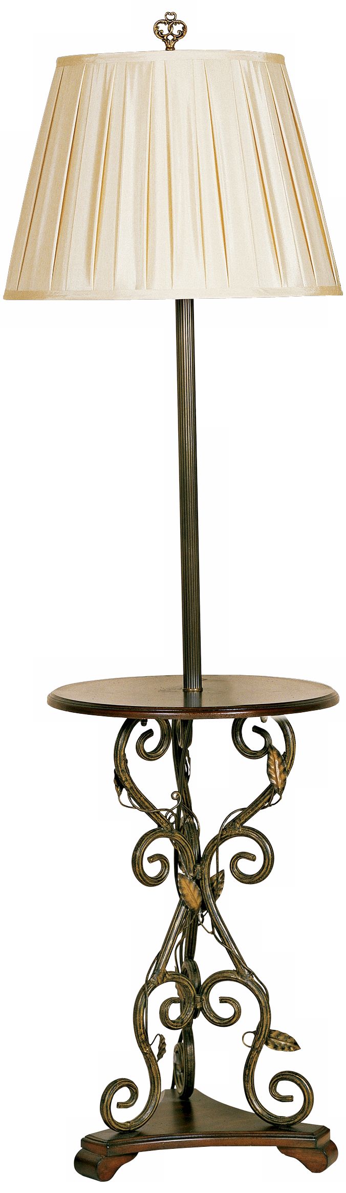 Antique Brass Vine and Leaves with Tray Floor Lamp