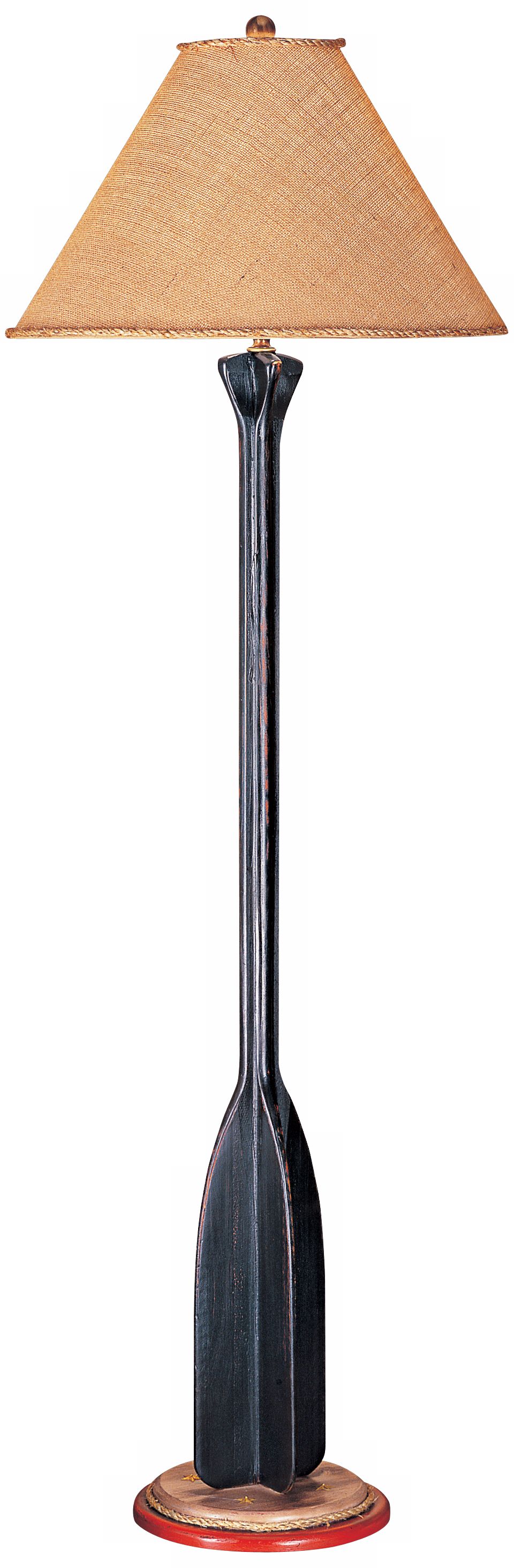 Oar Shaped with Burlap Shade Floor Lamp