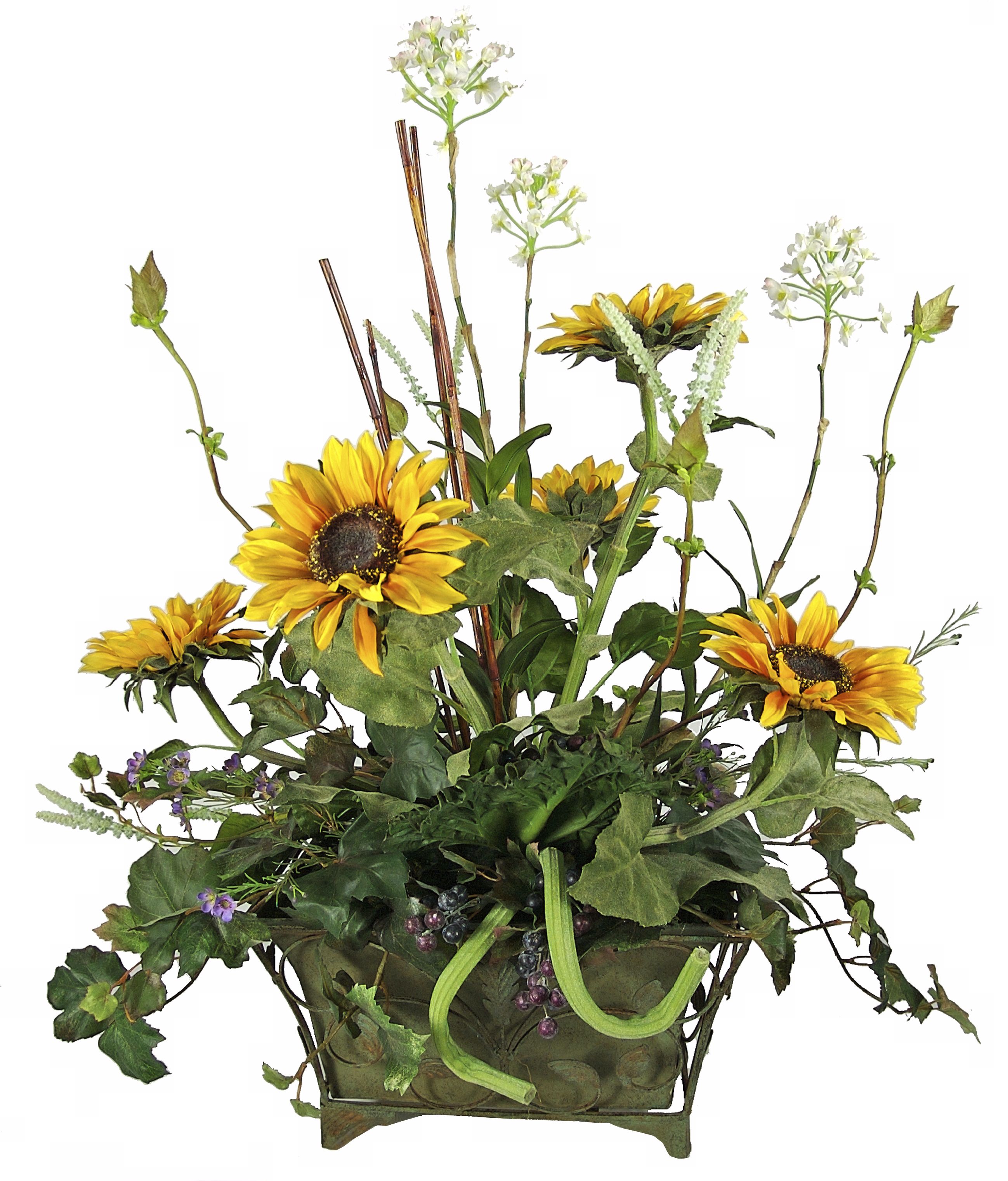 Floral Fruit in Metal Pot Faux Flower Arrangement