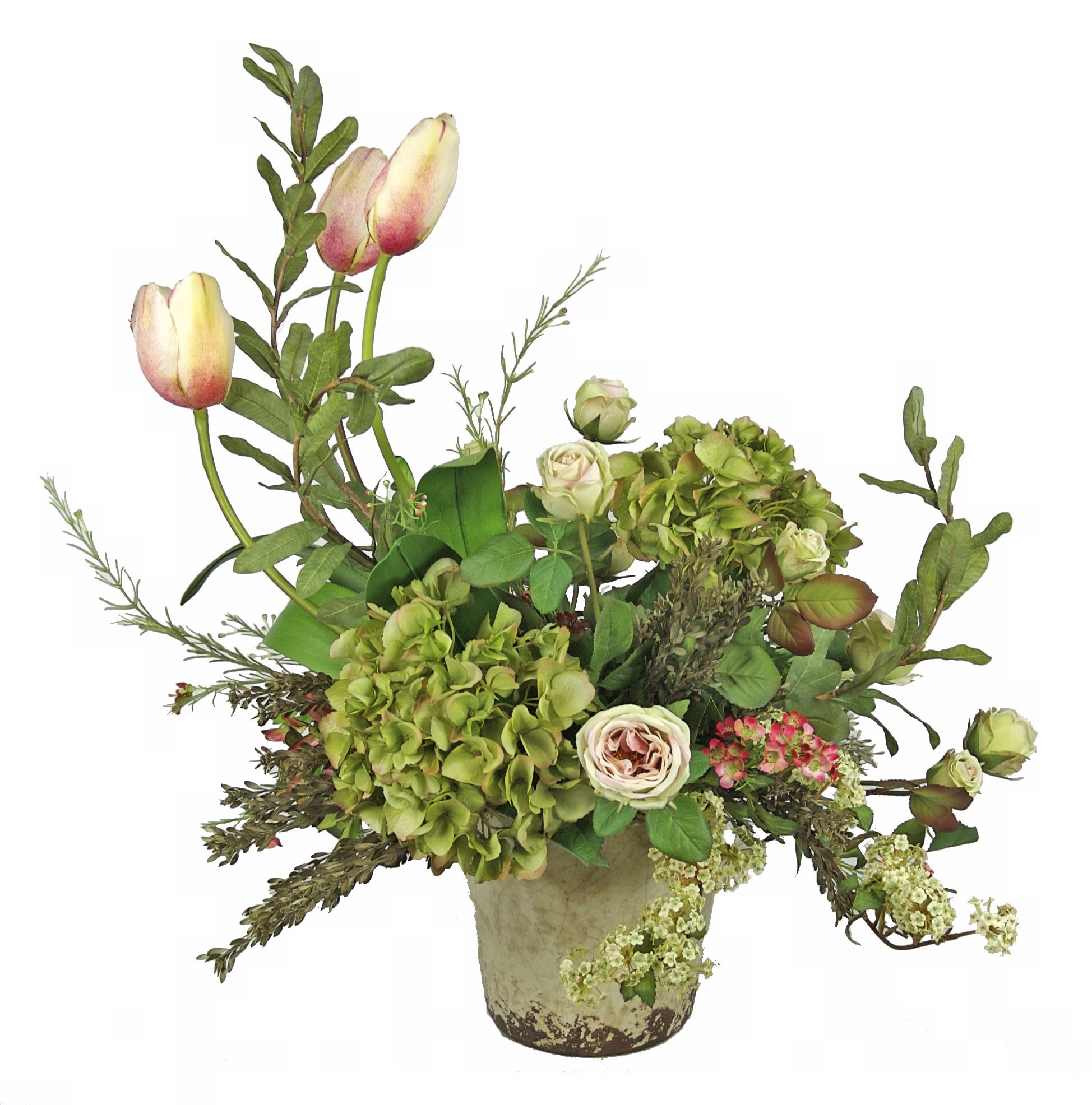 Hydra and Tulip Floral Arrangement