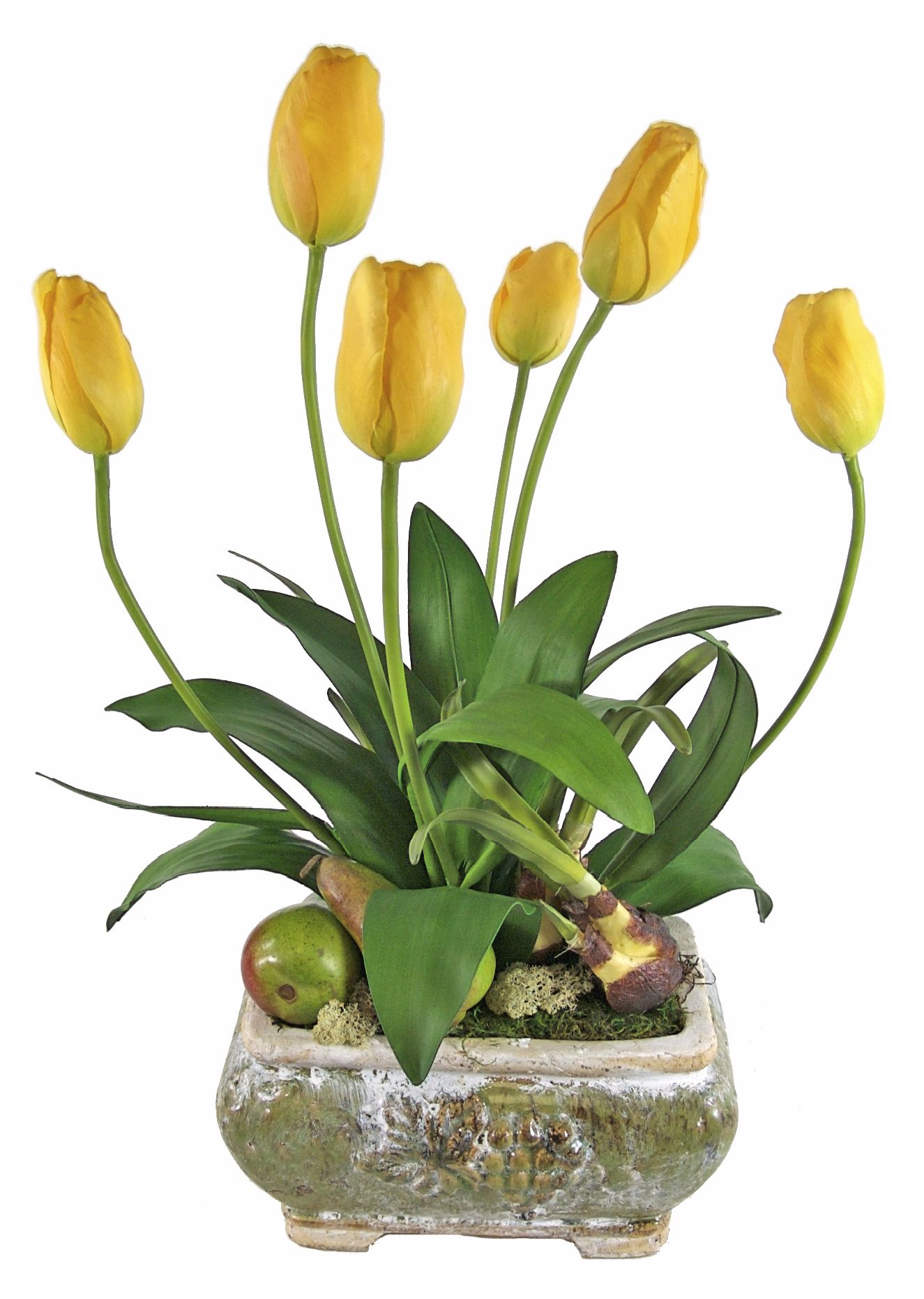 Pears and Tulips Faux Floral Arrangement
