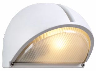White Finish Ribbed Glass 6 1/4" High Outdoor Wall Light