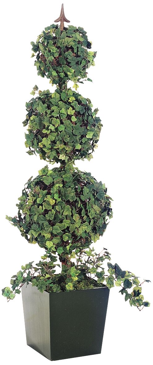 Faux 53 1/4" High Triple Ball Grape Ivy Topiary