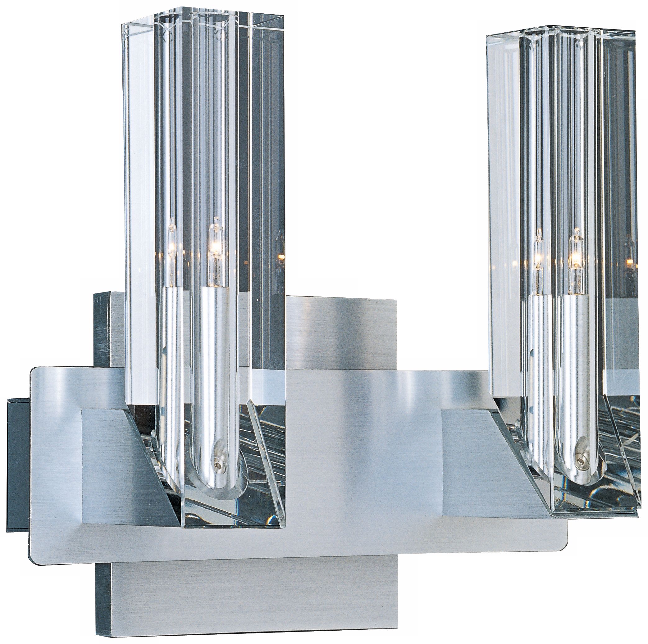 Alpha-V Brushed Aluminum 2-Light Wall Sconce