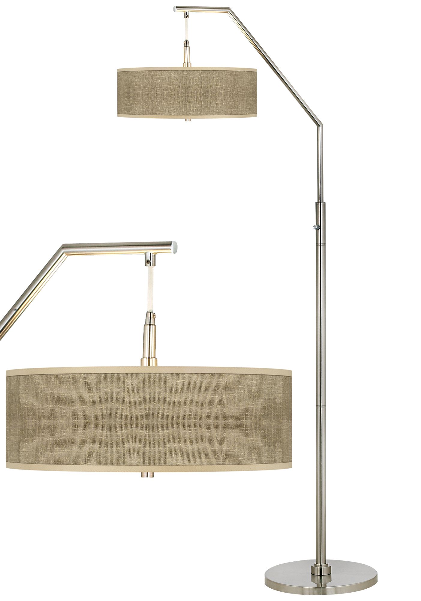 Burlap Print Giclee Shade Arc Floor Lamp