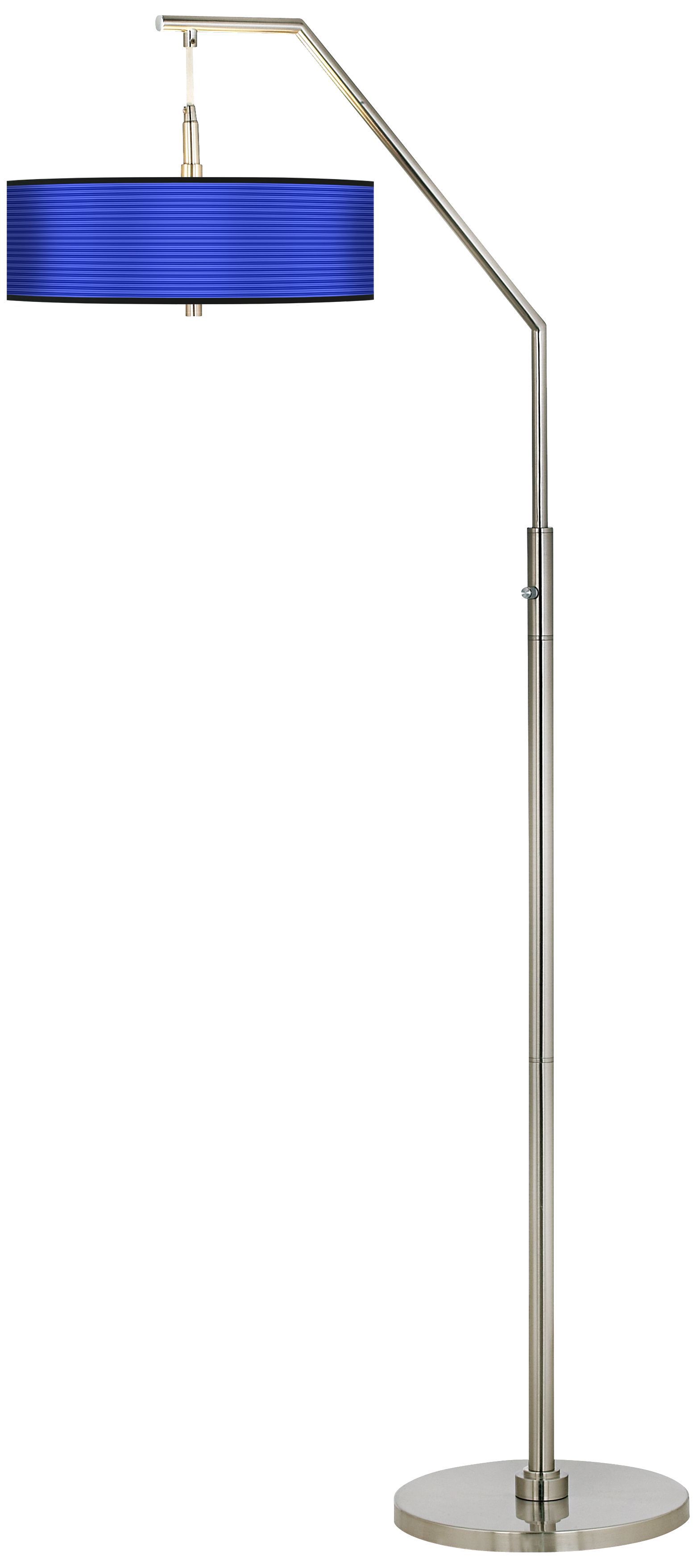 Blue Stripe Giclee Shade Arc Floor Lamp