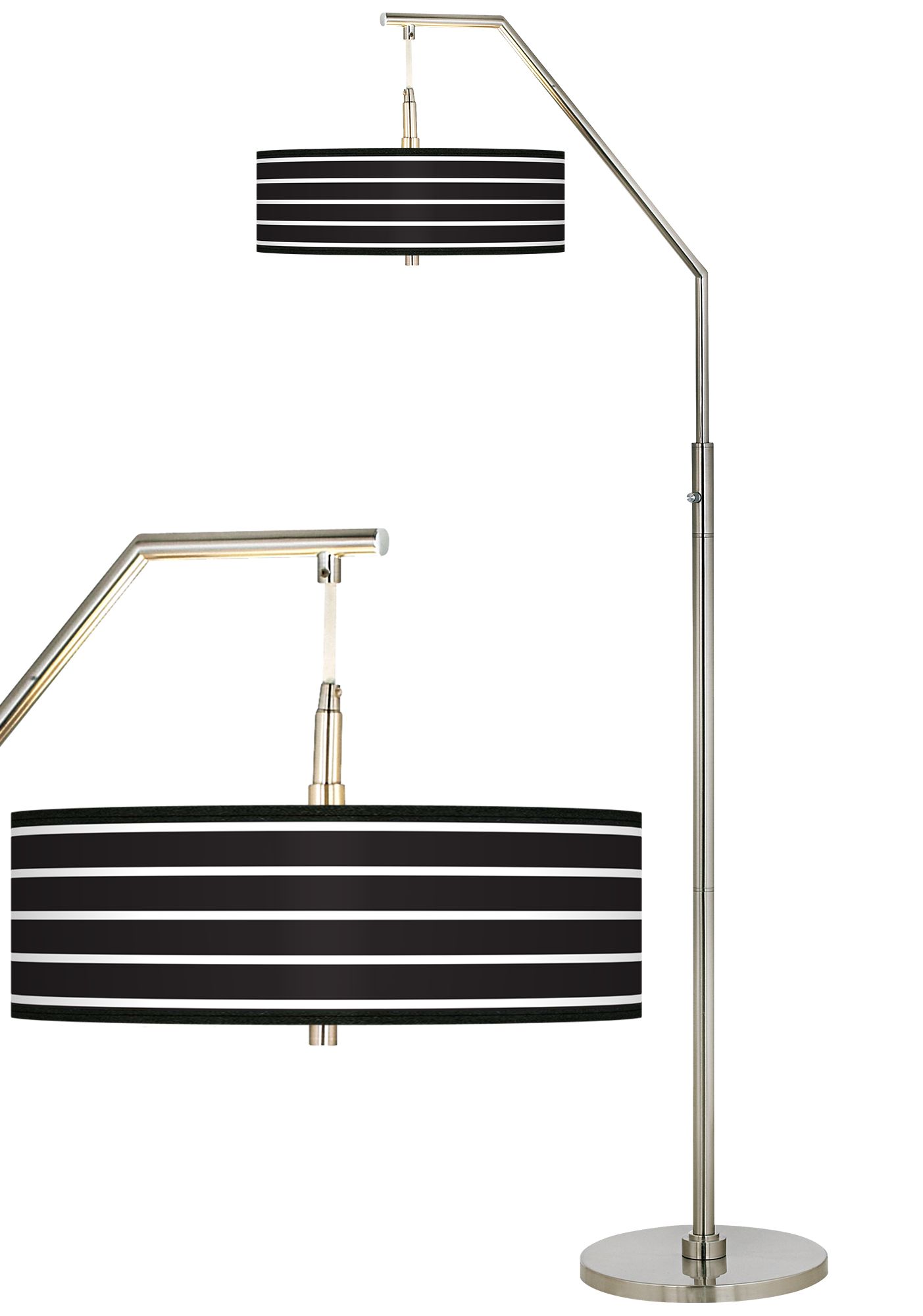 Bold Black Stripe Giclee Shade Arc Floor Lamp