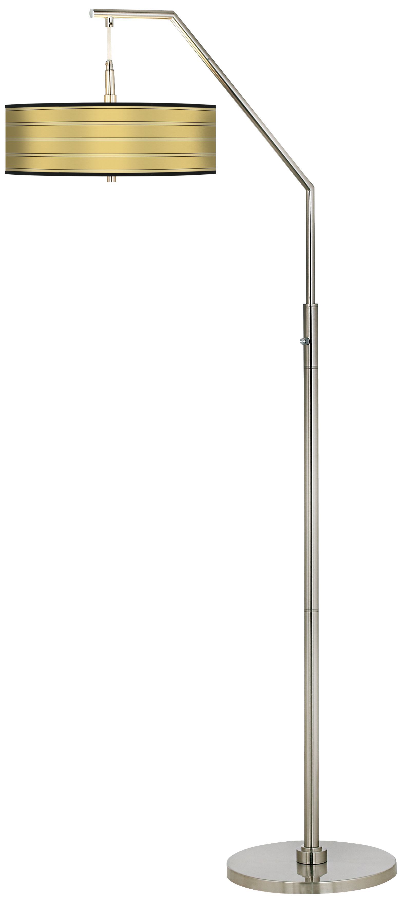 Vanilla Stripe Giclee Shade Arc Floor Lamp