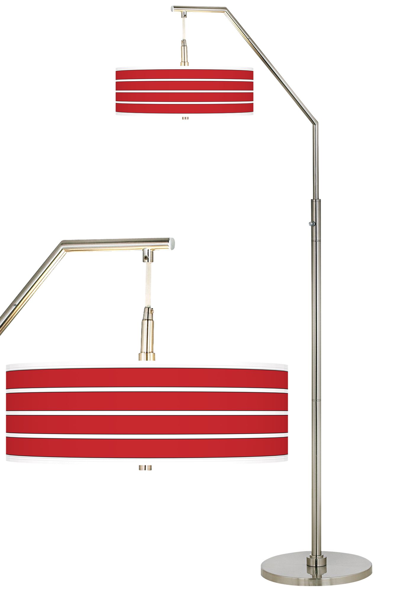 Bold Red Stripe Giclee Shade Arc Floor Lamp