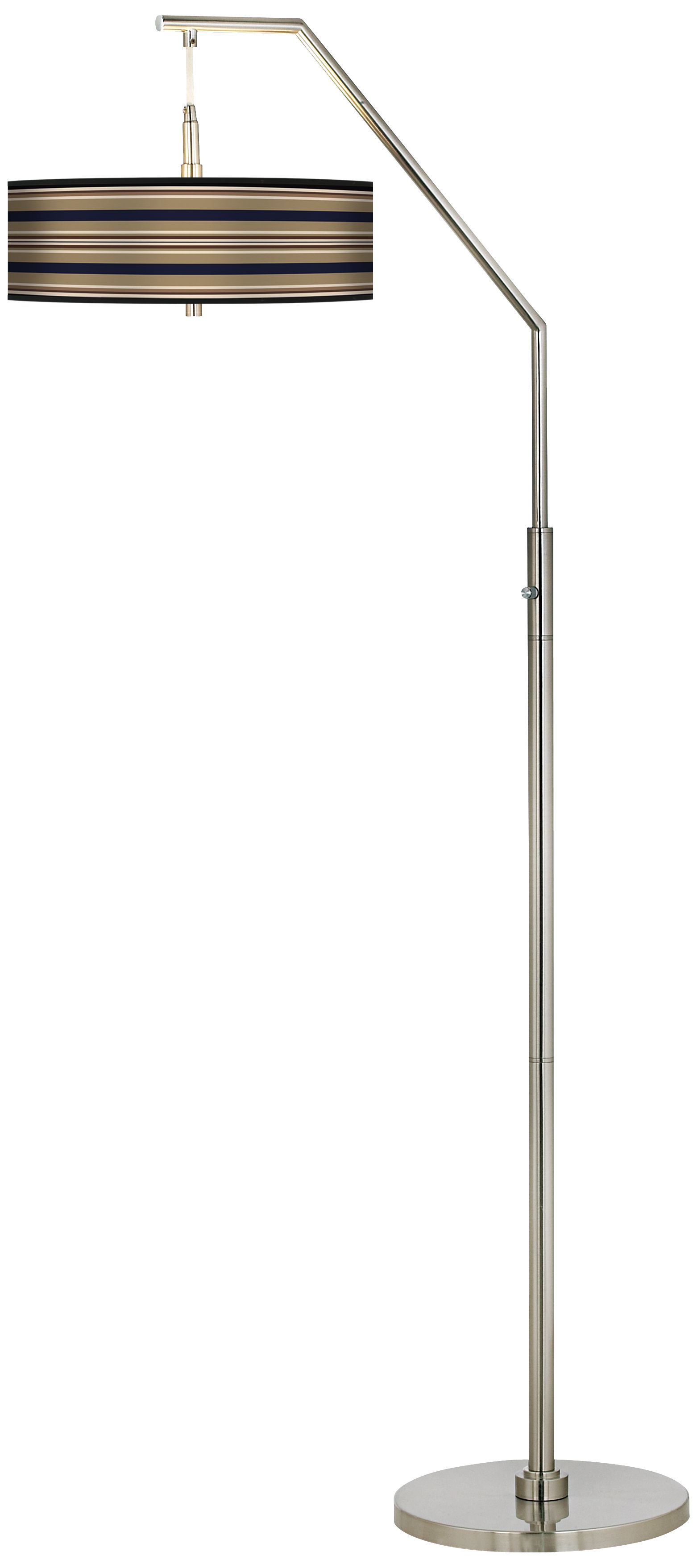 Navy and Tan Parallels Giclee Shade Arc Floor Lamp