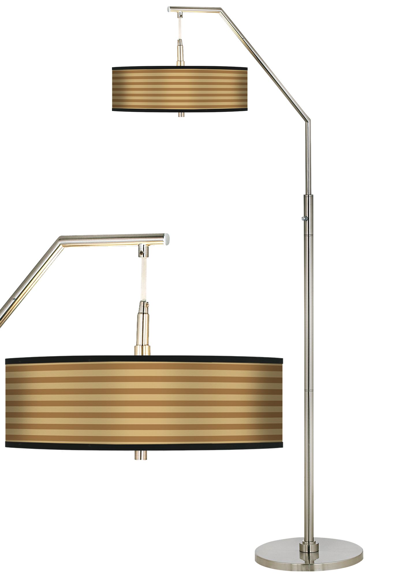 Butterscotch Parallels Giclee Shade Arc Floor Lamp