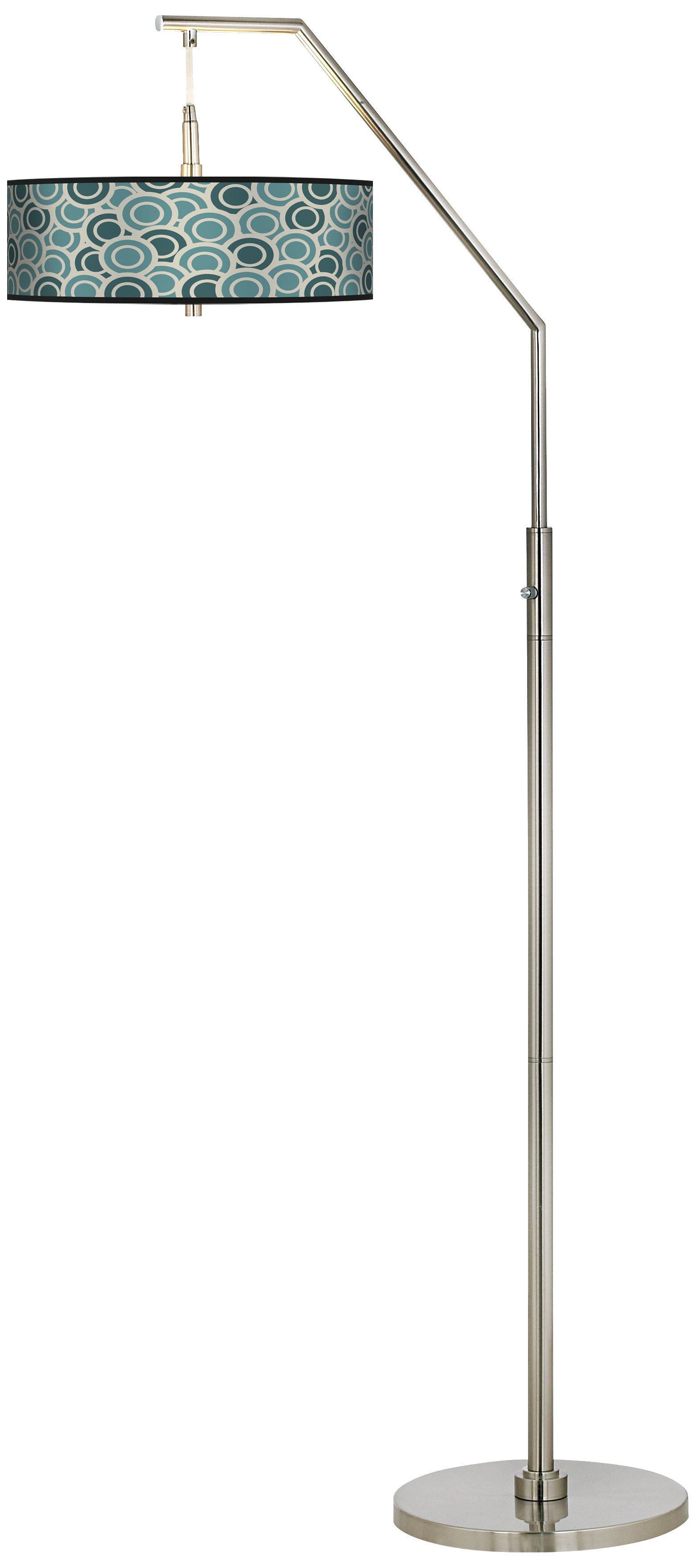Blue/Green Circles Giclee Shade Arc Floor Lamp