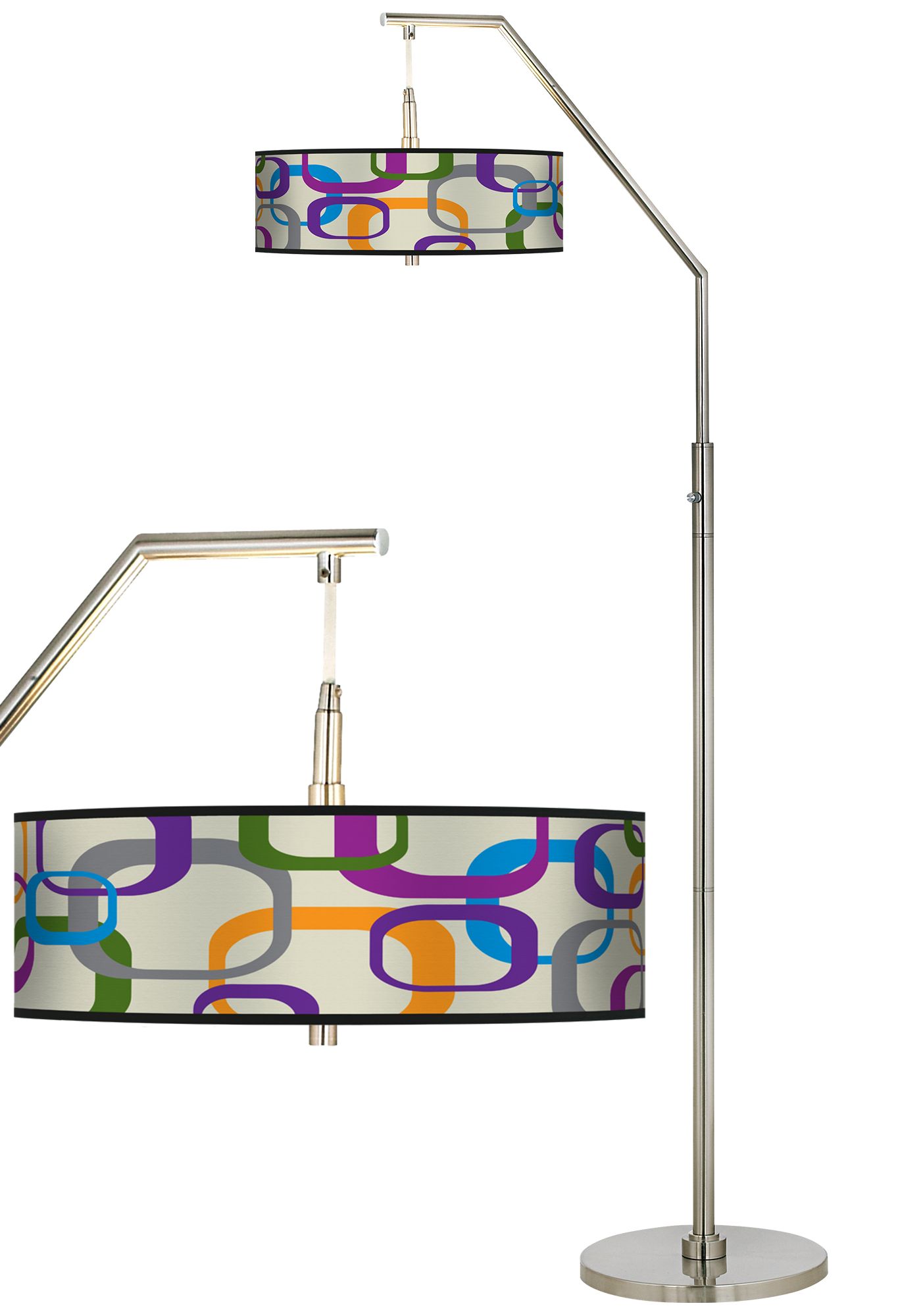 Retro Squares Scramble Giclee Shade Arc Floor Lamp