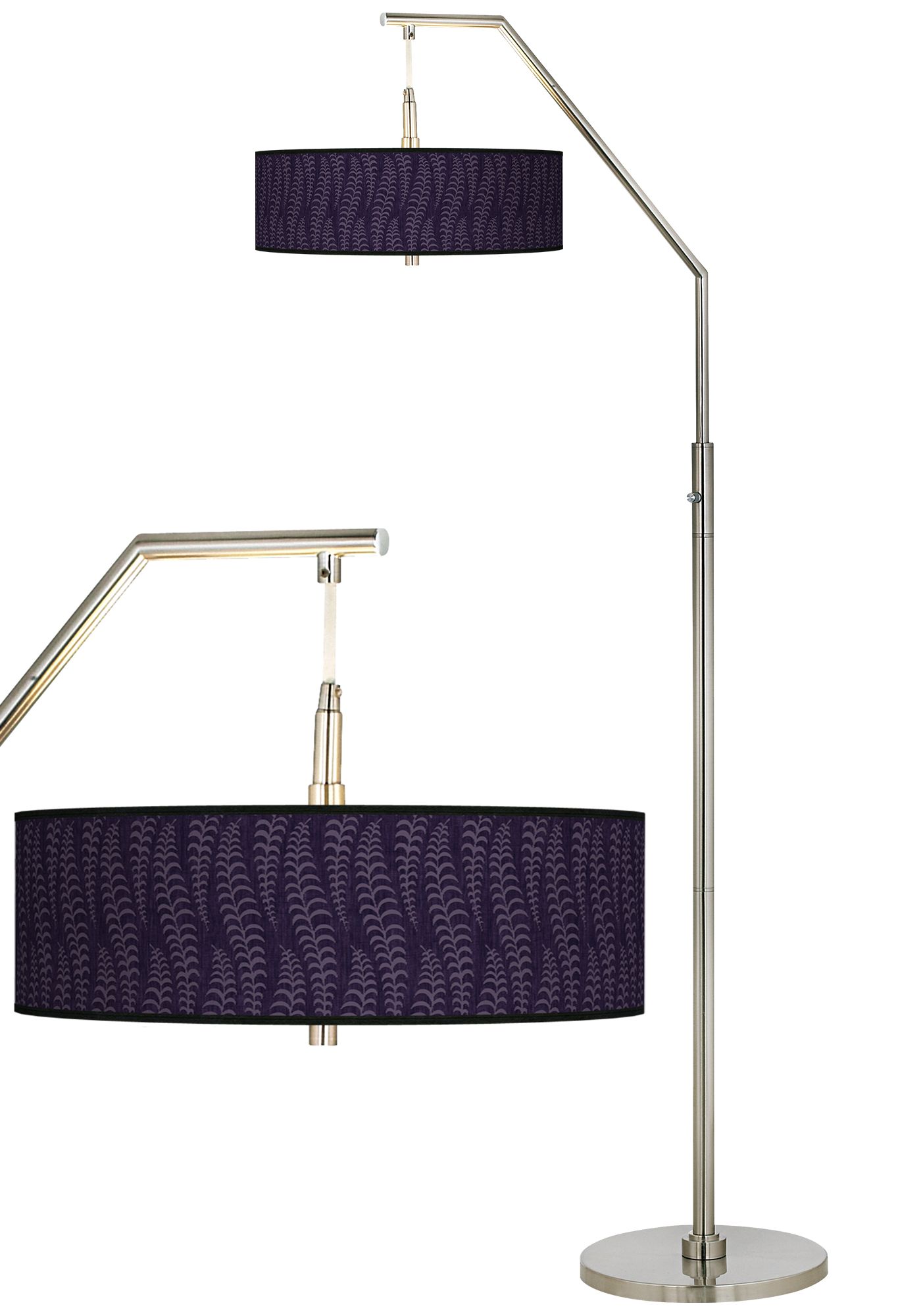 Stacy Garcia Fancy Fern Rich Plum Giclee Shade Arc Floor Lamp