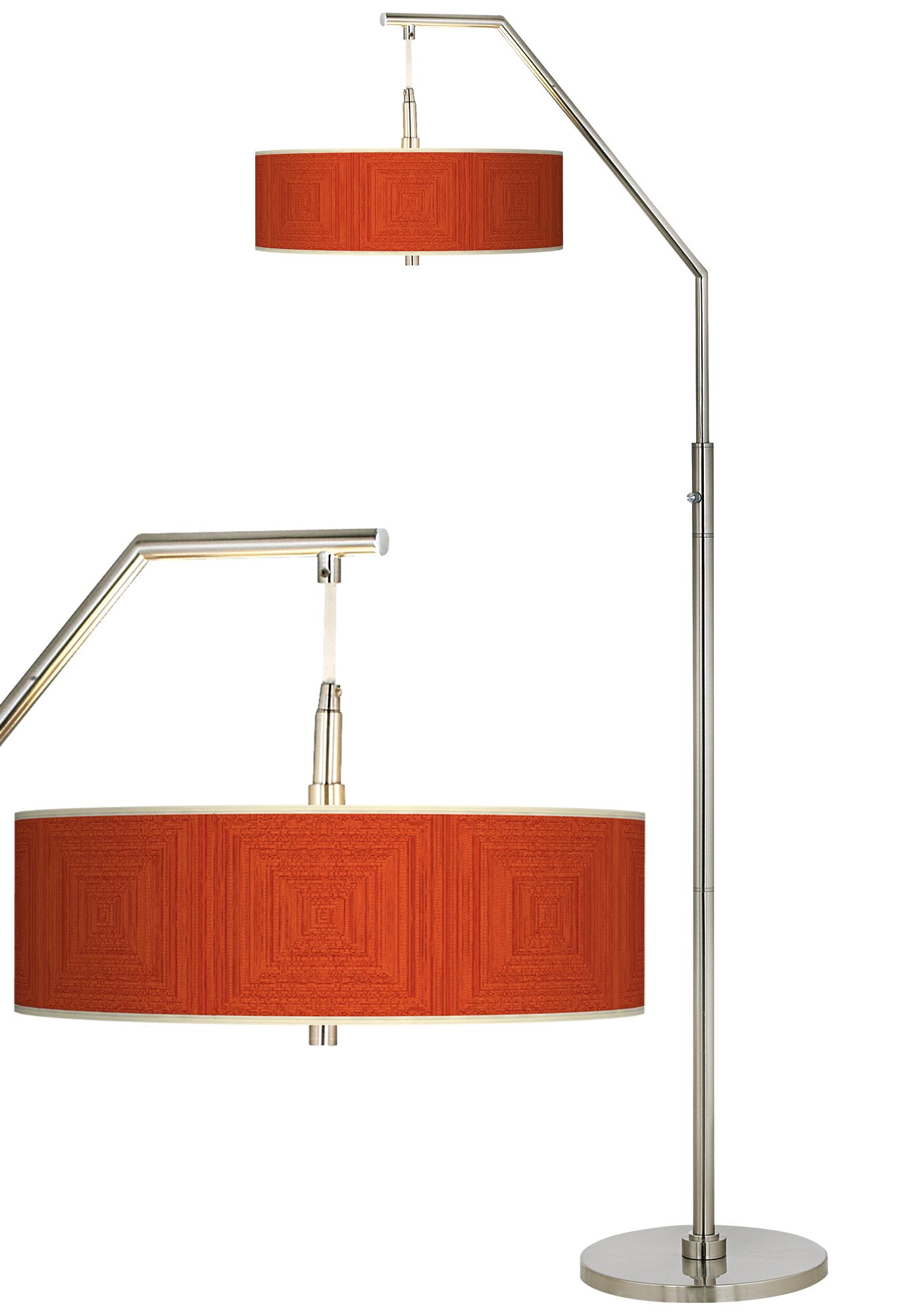 Stacy Garcia Crackled Square Coral Giclee Shade Arc Floor Lamp