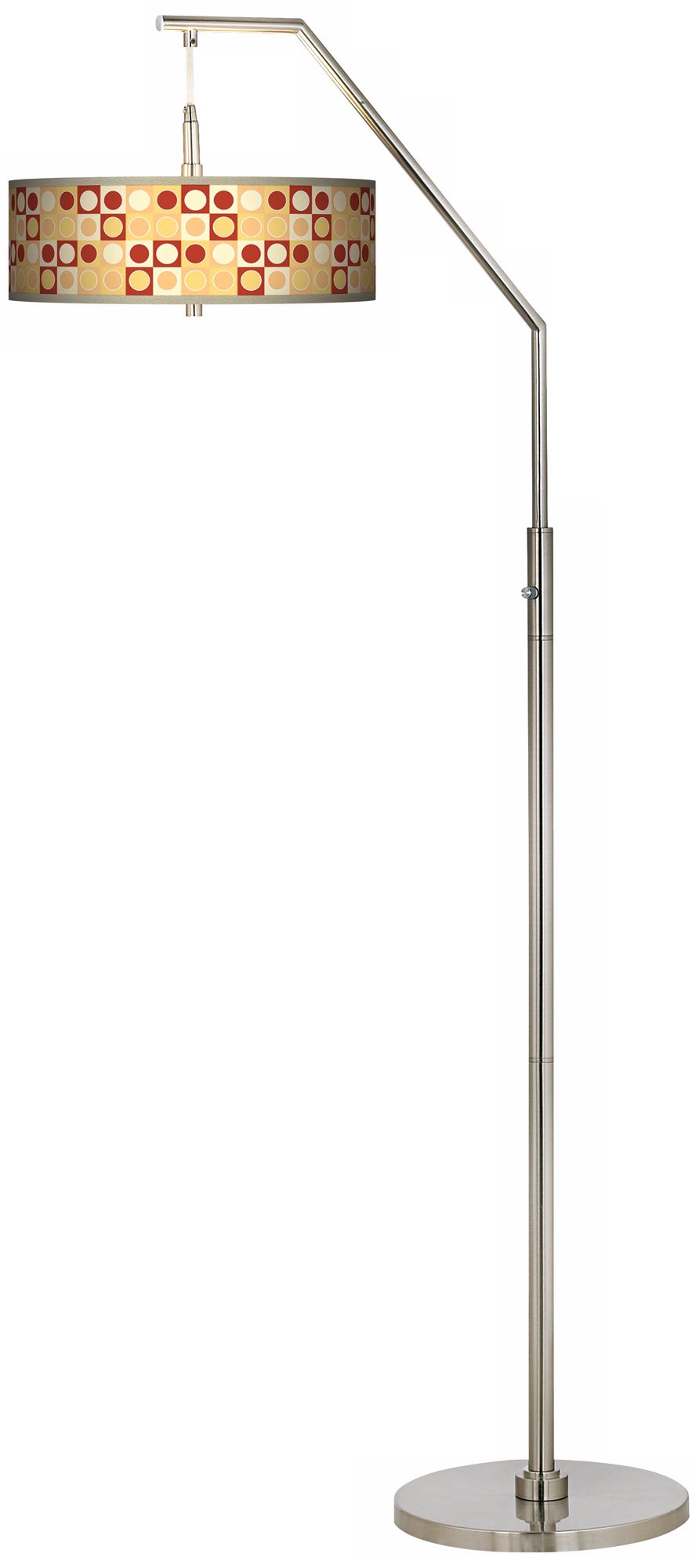 Retro Dotted Squares Giclee Shade Arc Floor Lamp