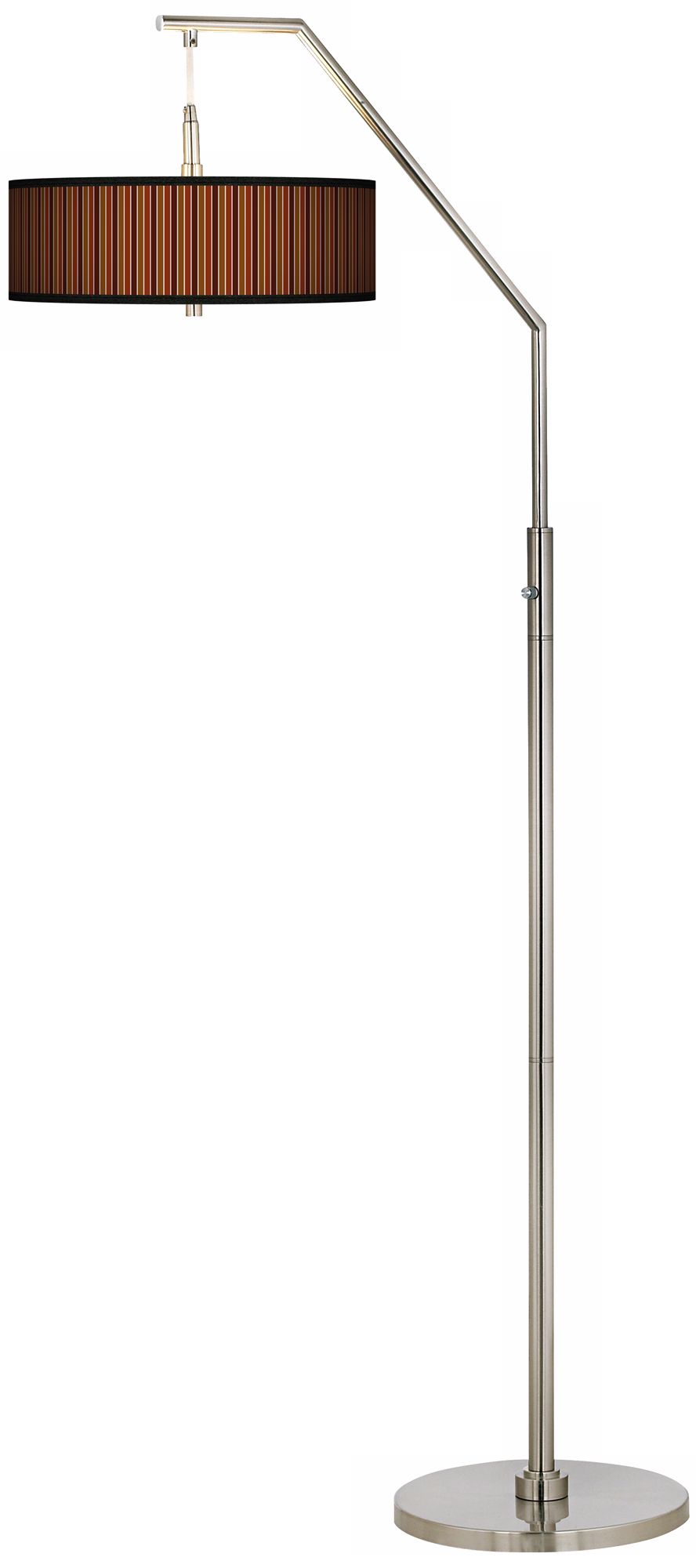 Cinnamon Stripes Giclee Shade Arc Floor Lamp
