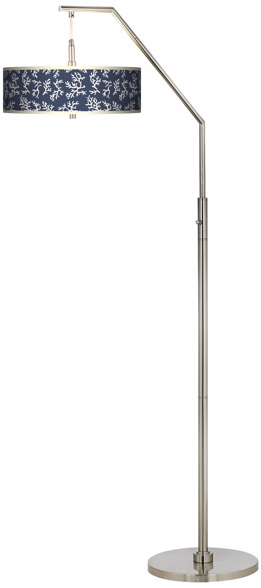 Prussian Coral Giclee Shade Arc Floor Lamp