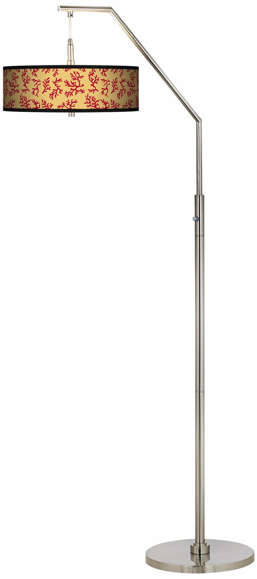 Crimson Coral Giclee Shade Arc Floor Lamp