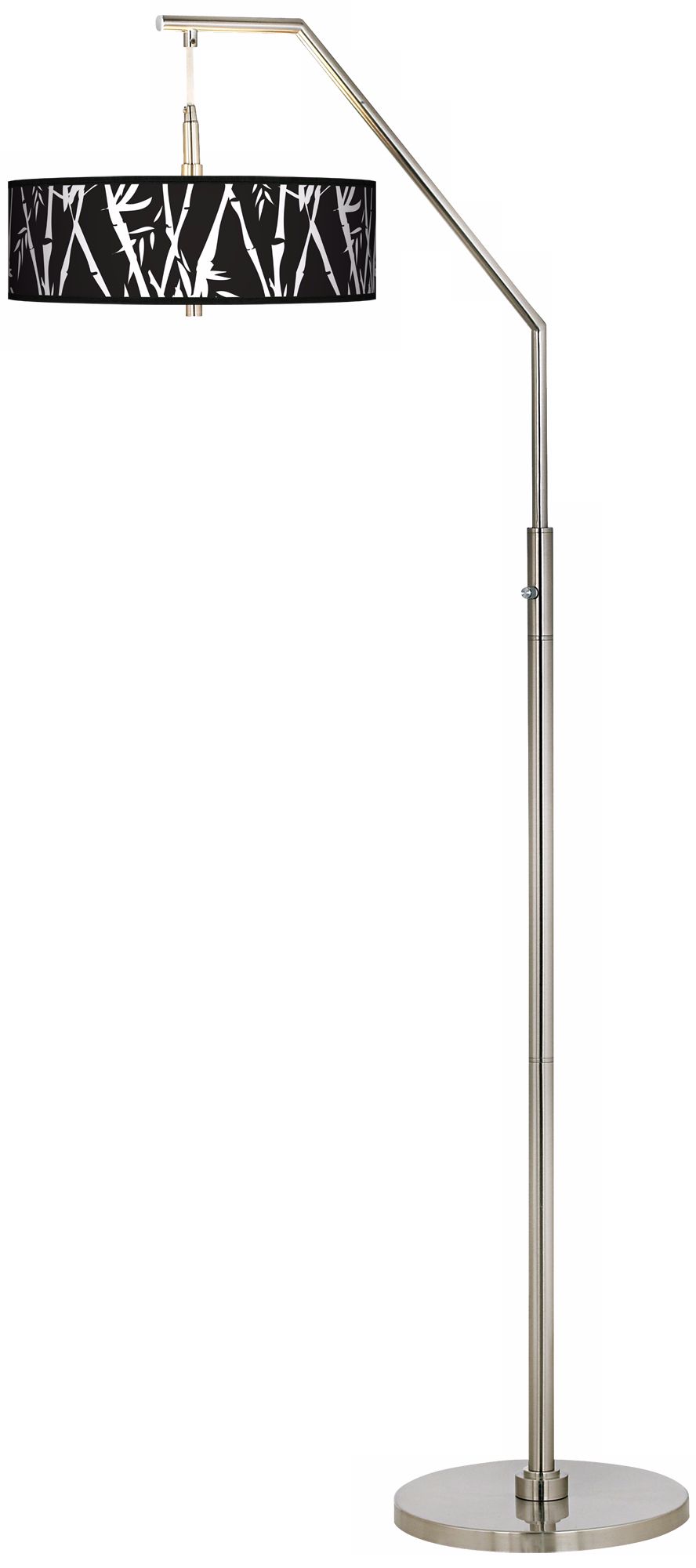 Night Bamboo Giclee Shade Arc Floor Lamp