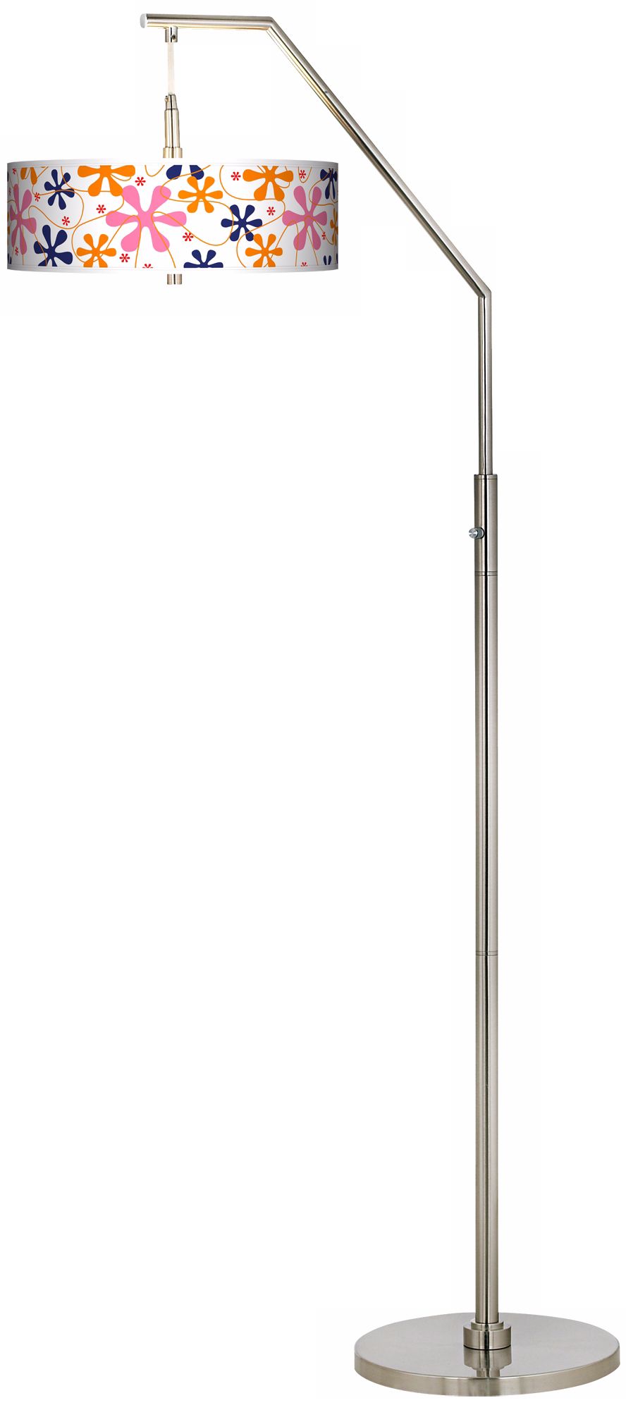 Retro Pink Giclee Shade Arc Floor Lamp