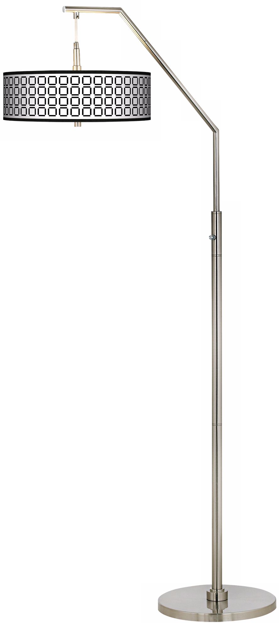 Open Grid Giclee Shade Arc Floor Lamp
