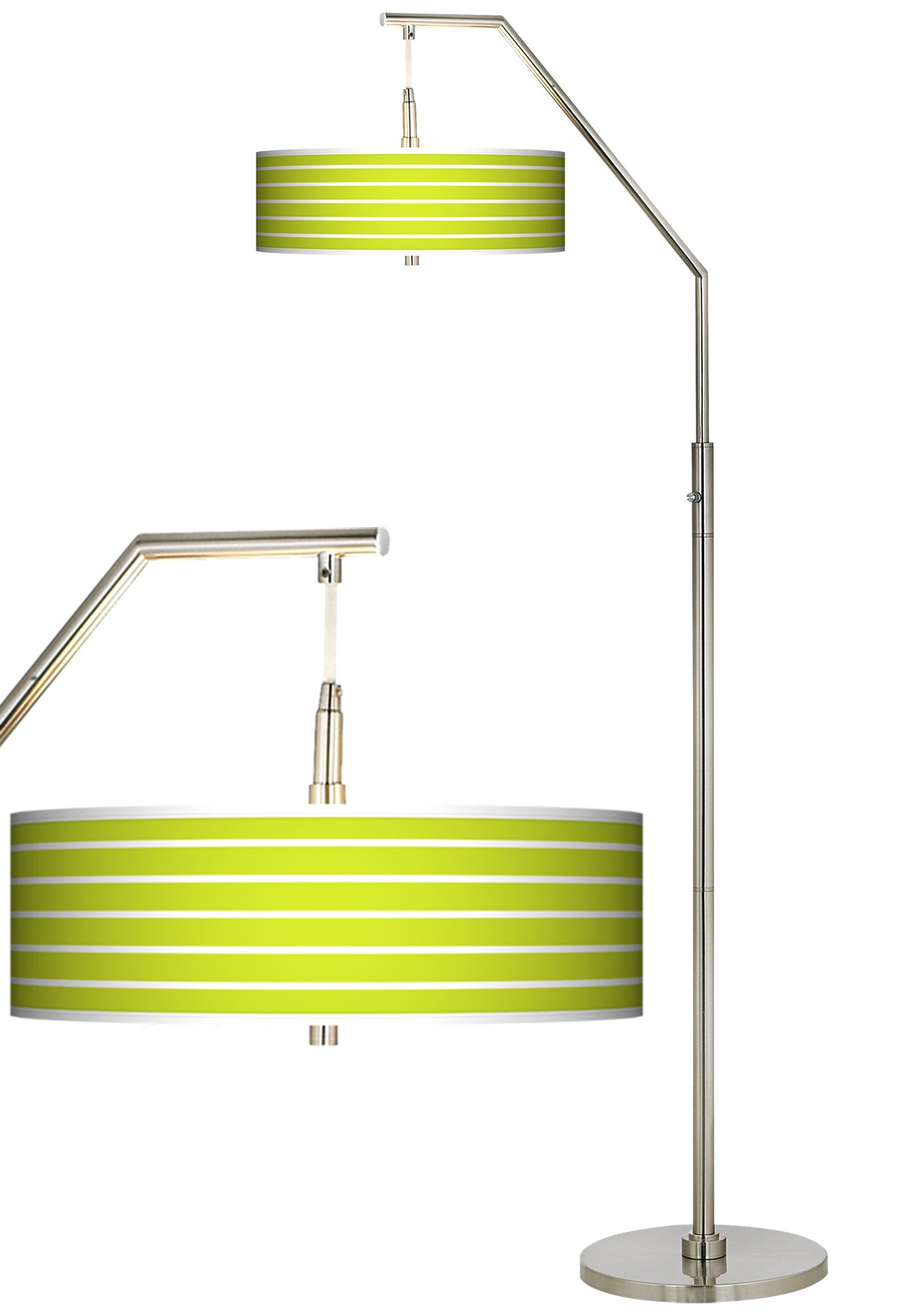 Vivid Green Stripes Giclee Arc Floor Lamp