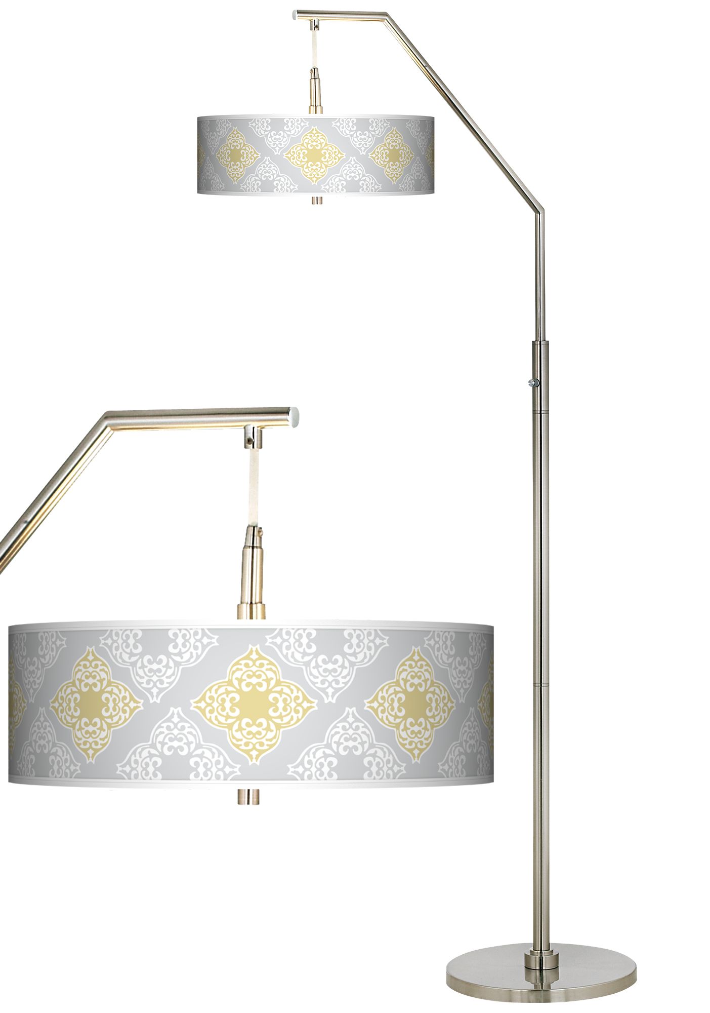 Aster Grey Giclee Shade Arc Floor Lamp