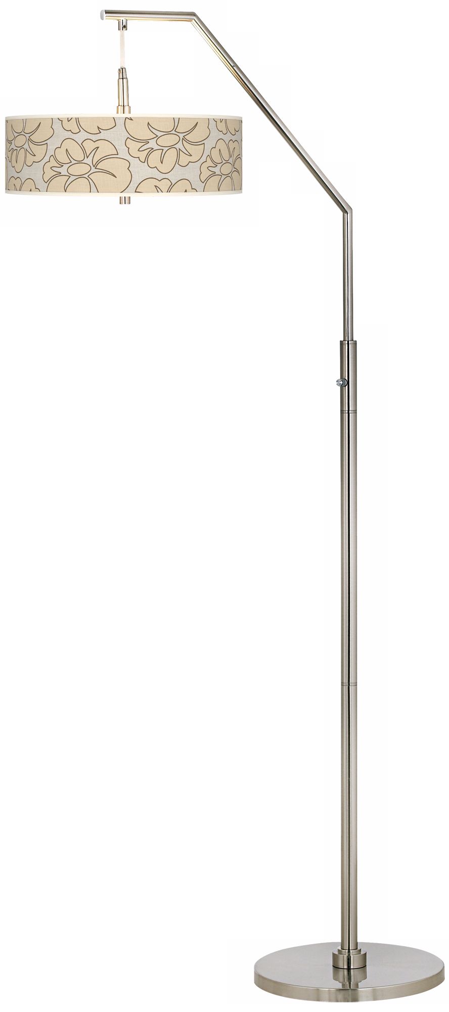 Floral Silhouette Giclee Brushed Nickel Arc Floor Lamp