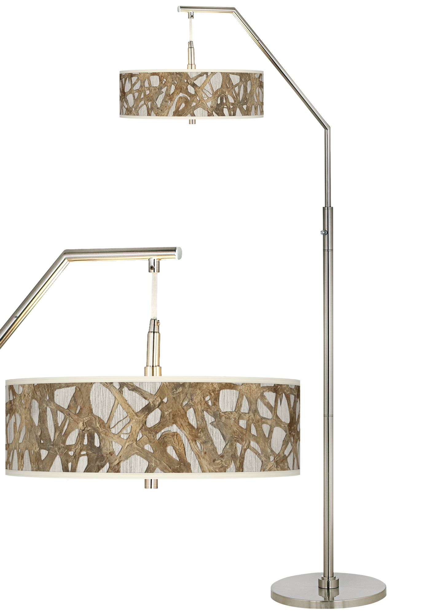 Organic Nest Giclee Brushed Nickel Arc Floor Lamp