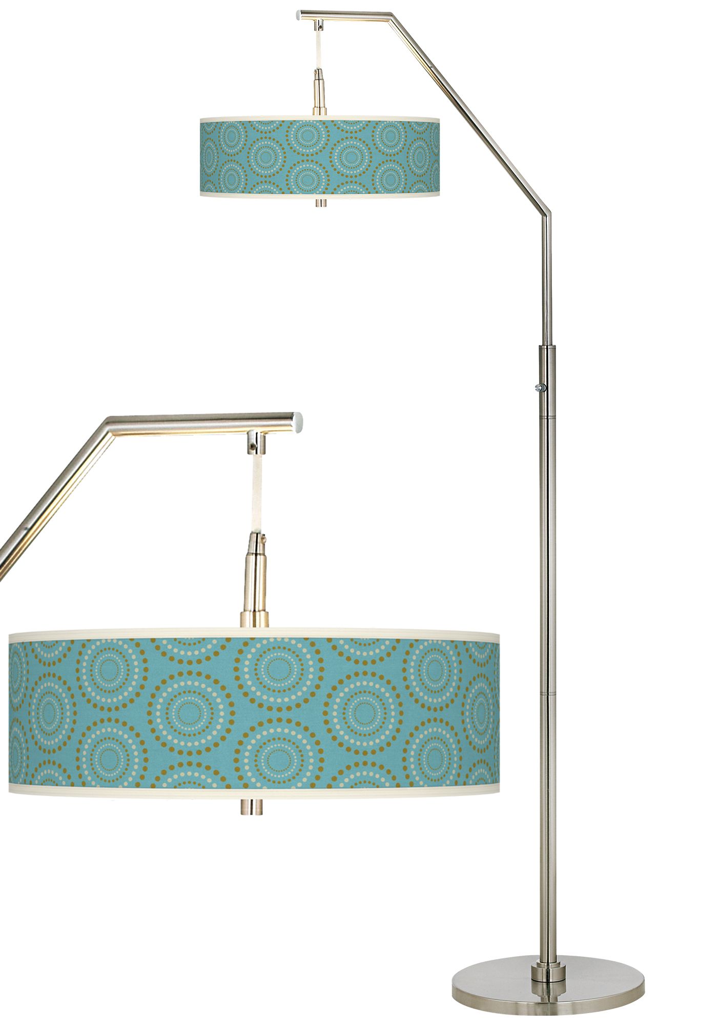 Blue Calliope Linen Giclee Arc Floor Lamp