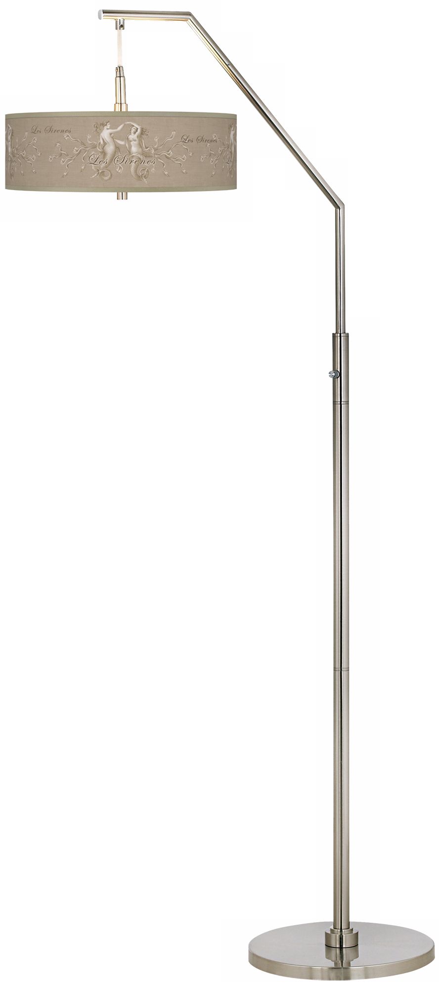 Les Sirenes Natural Giclee Shade Arc Floor Lamp