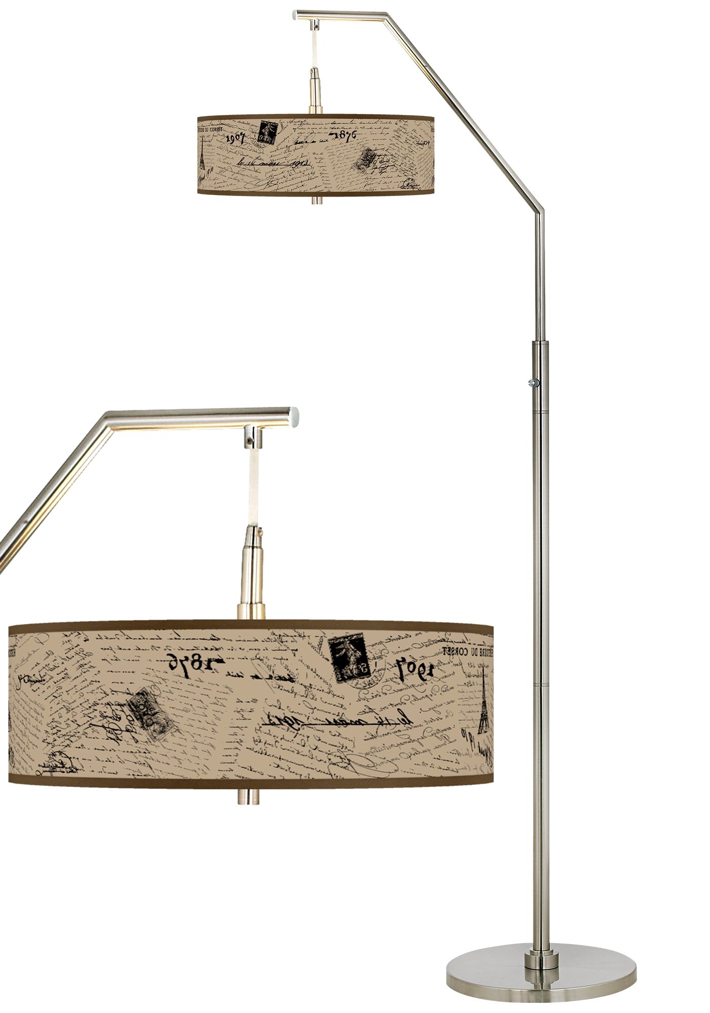 Letters to Paris Linen Giclee Arc Floor Lamp