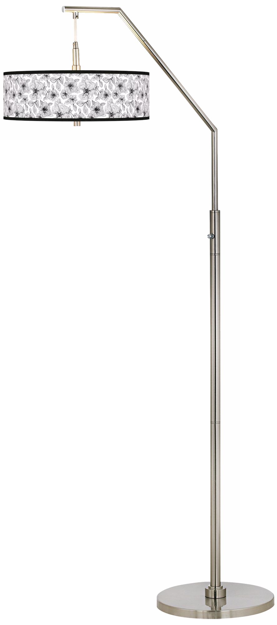 Stacy Garcia Linear Floral Giclee Shade Arc Floor Lamp
