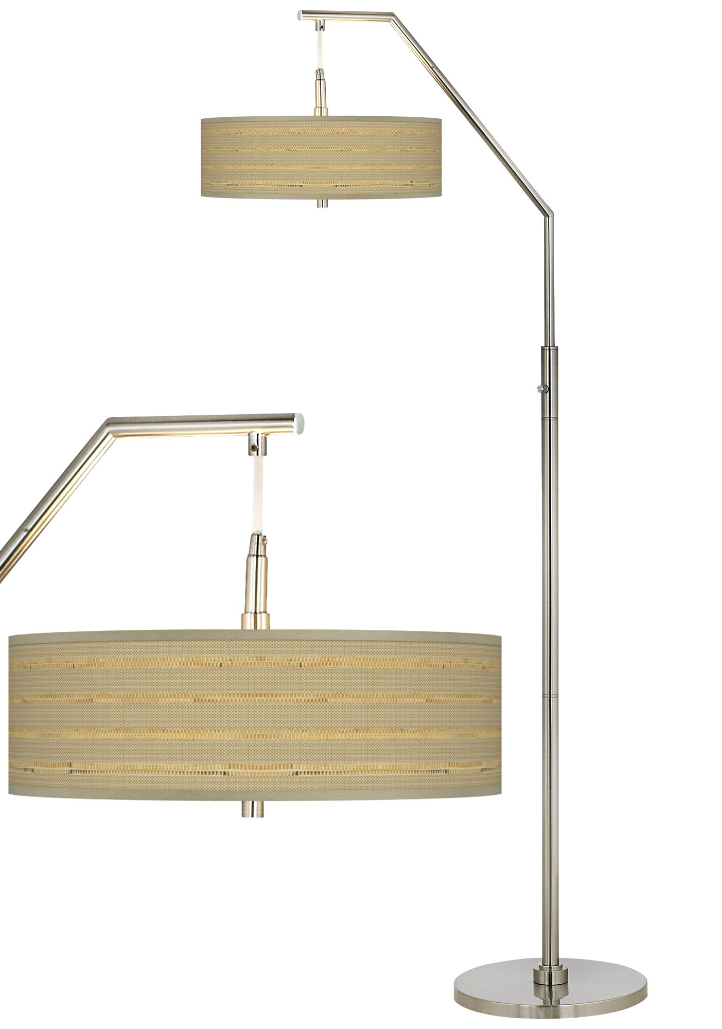 Woven Reed Giclee Shade Arc Floor Lamp