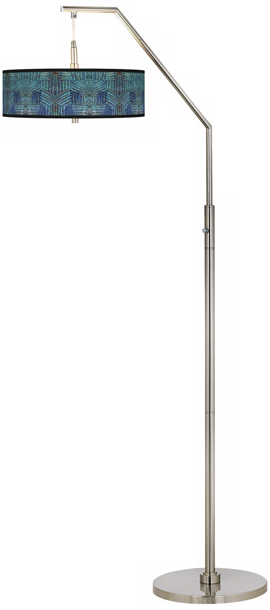 Aqua Fractals Giclee Shade Arc Floor Lamp