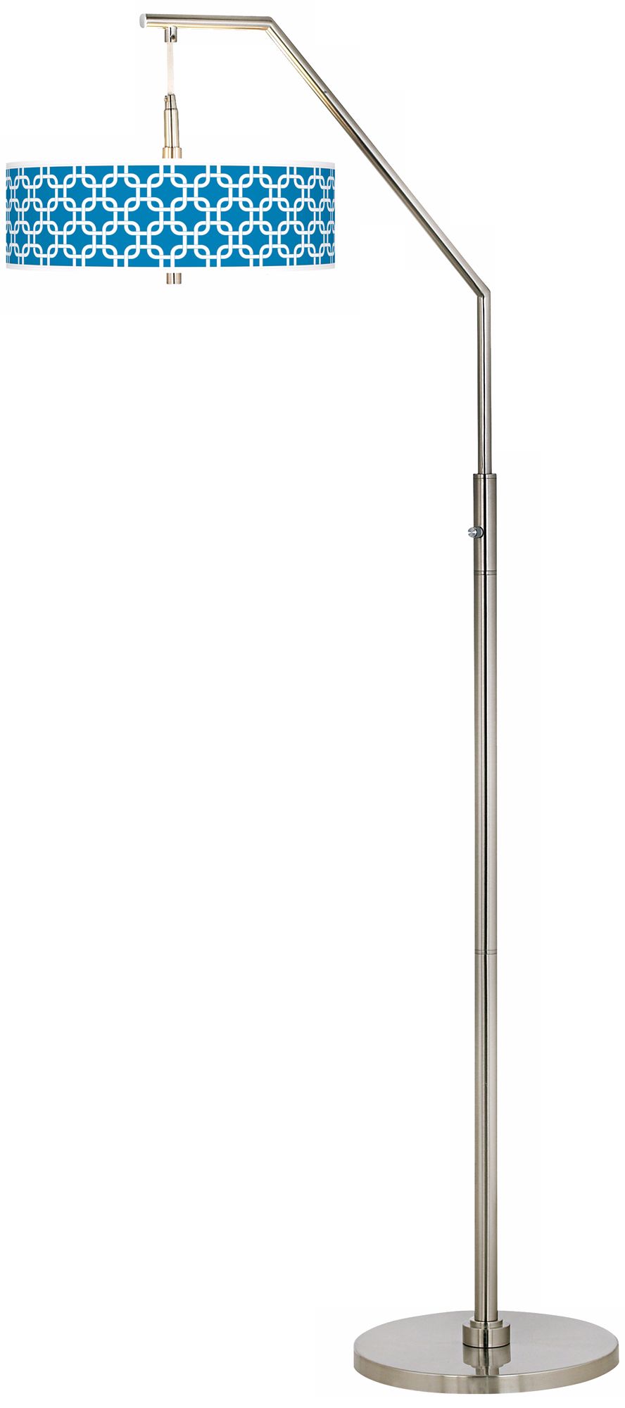 Blue Lattice Giclee Shade Arc Floor Lamp