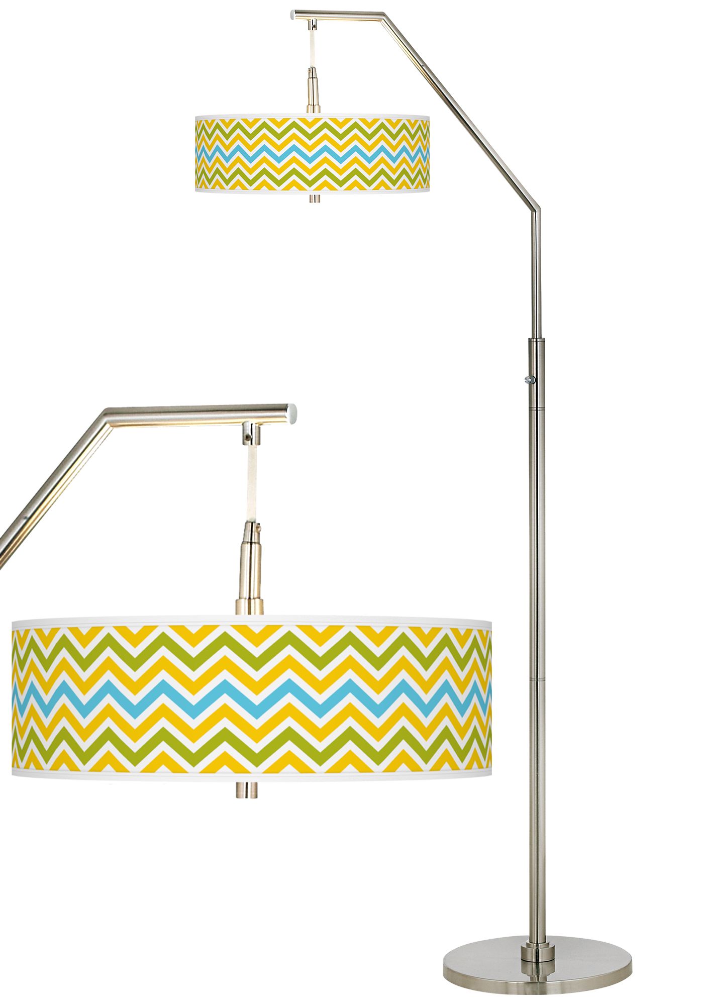 Citrus Zig Zag Giclee Shade Arc Floor Lamp