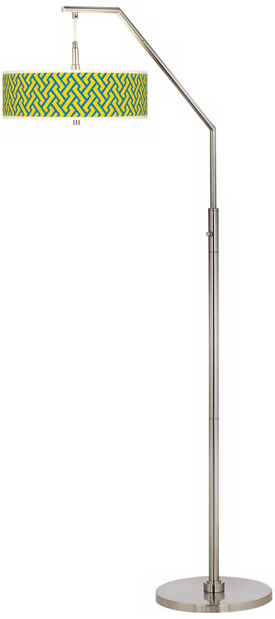 Yellow Brick Weave Giclee Shade Arc Floor Lamp