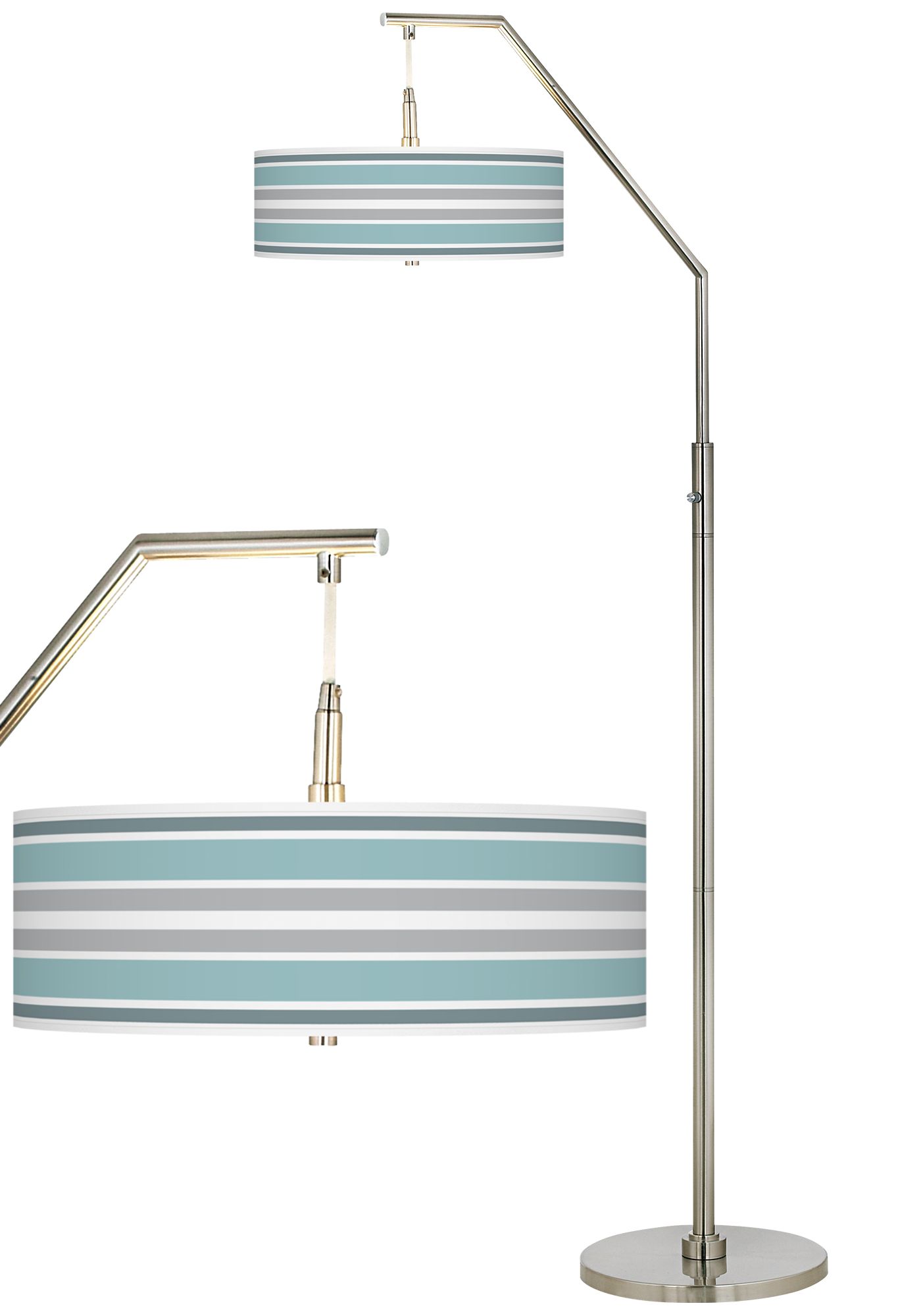 Multi Color Stripes Giclee Shade Arc Floor Lamp