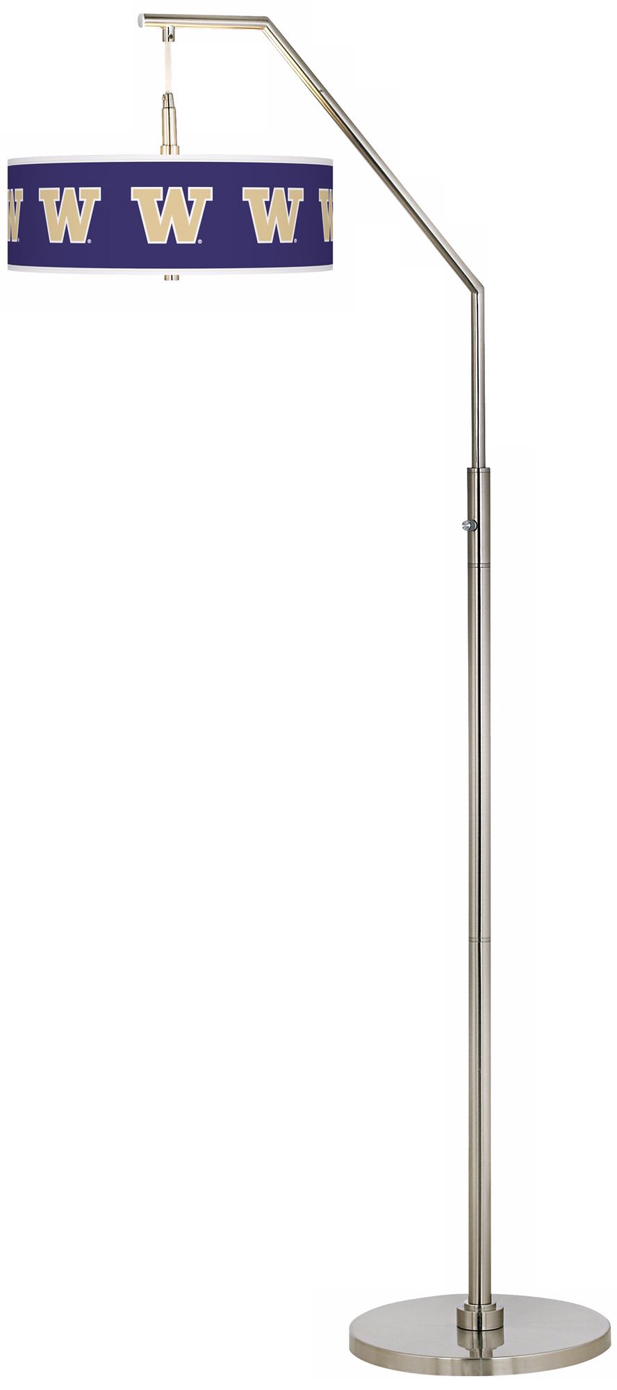 University of Washington Brushed Nickel Arc Floor Lamp