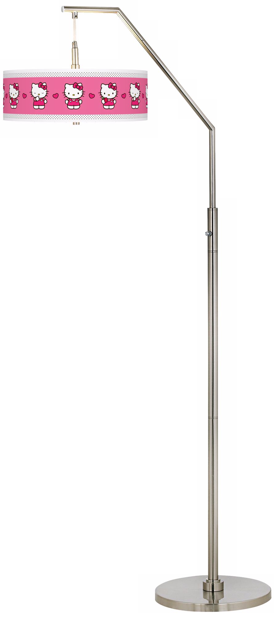Hello Kitty Pink and Polka Dots Brushed Nickel Arc Floor Lamp