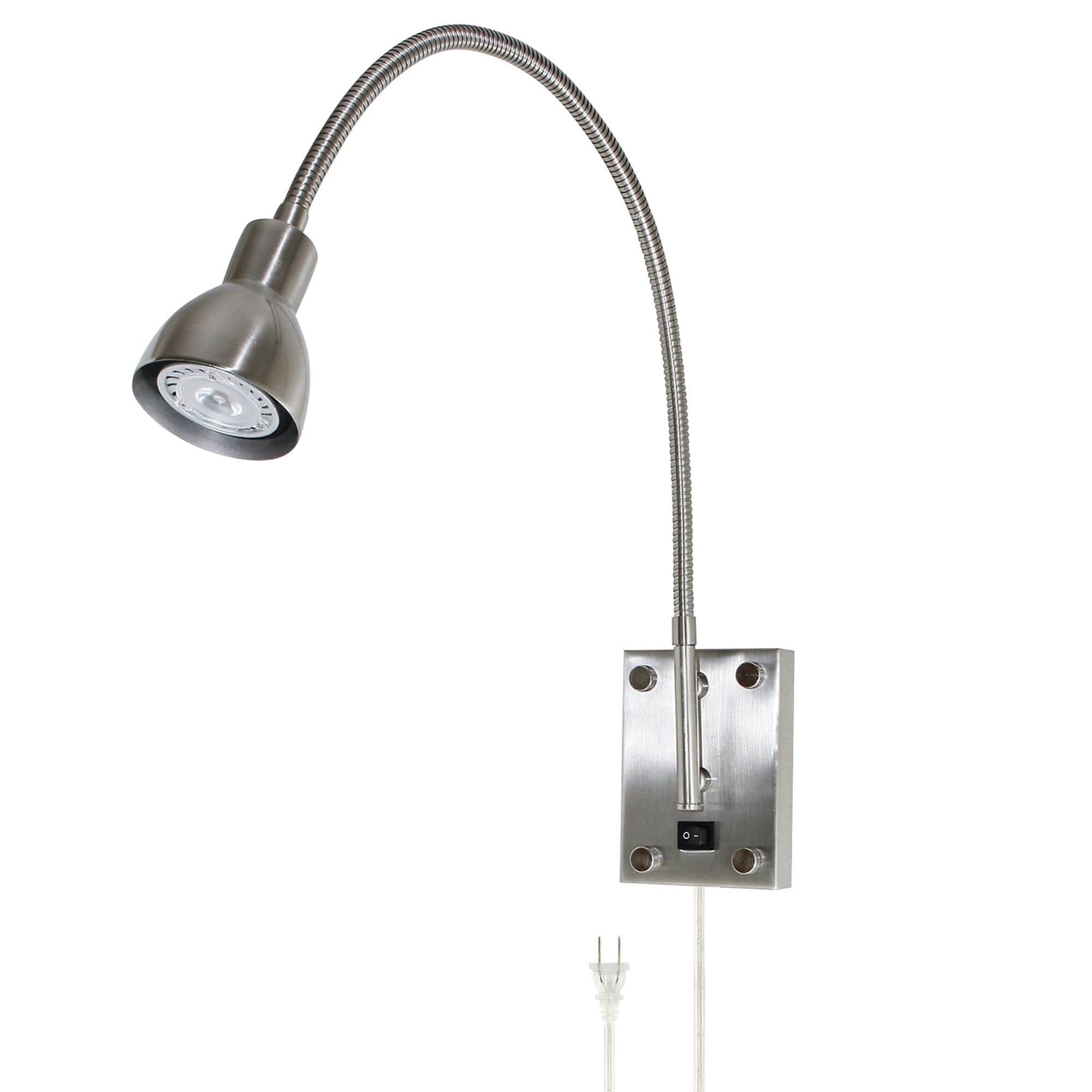 LED Brushed Steel Gooseneck Plug-In Swing Arm